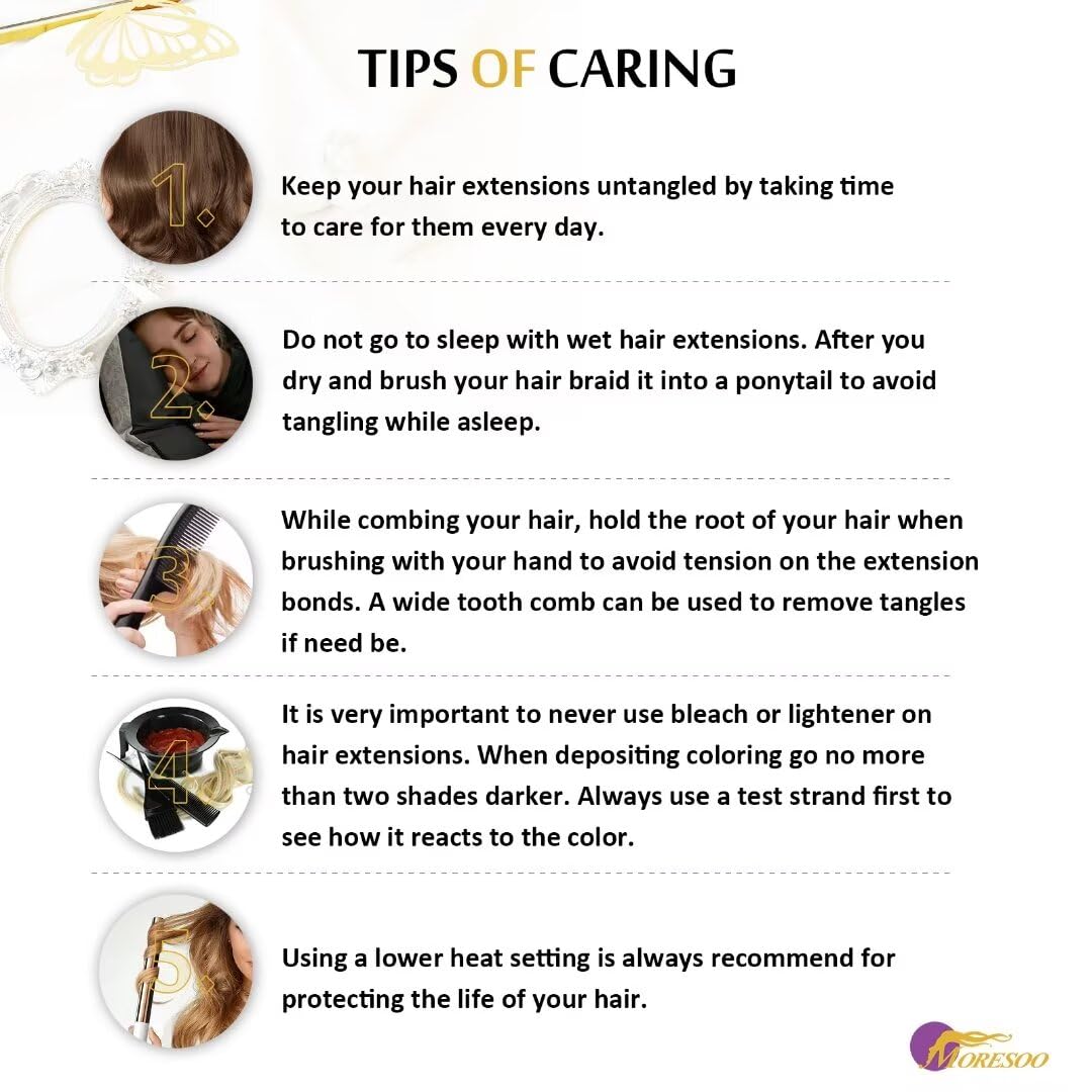 Foto 7 | Extensiones De Pelo Moresoo Con Cinta Adhesiva, 18 Cm, 10 Unidades, 25 G, Platino - Venta Internacional.