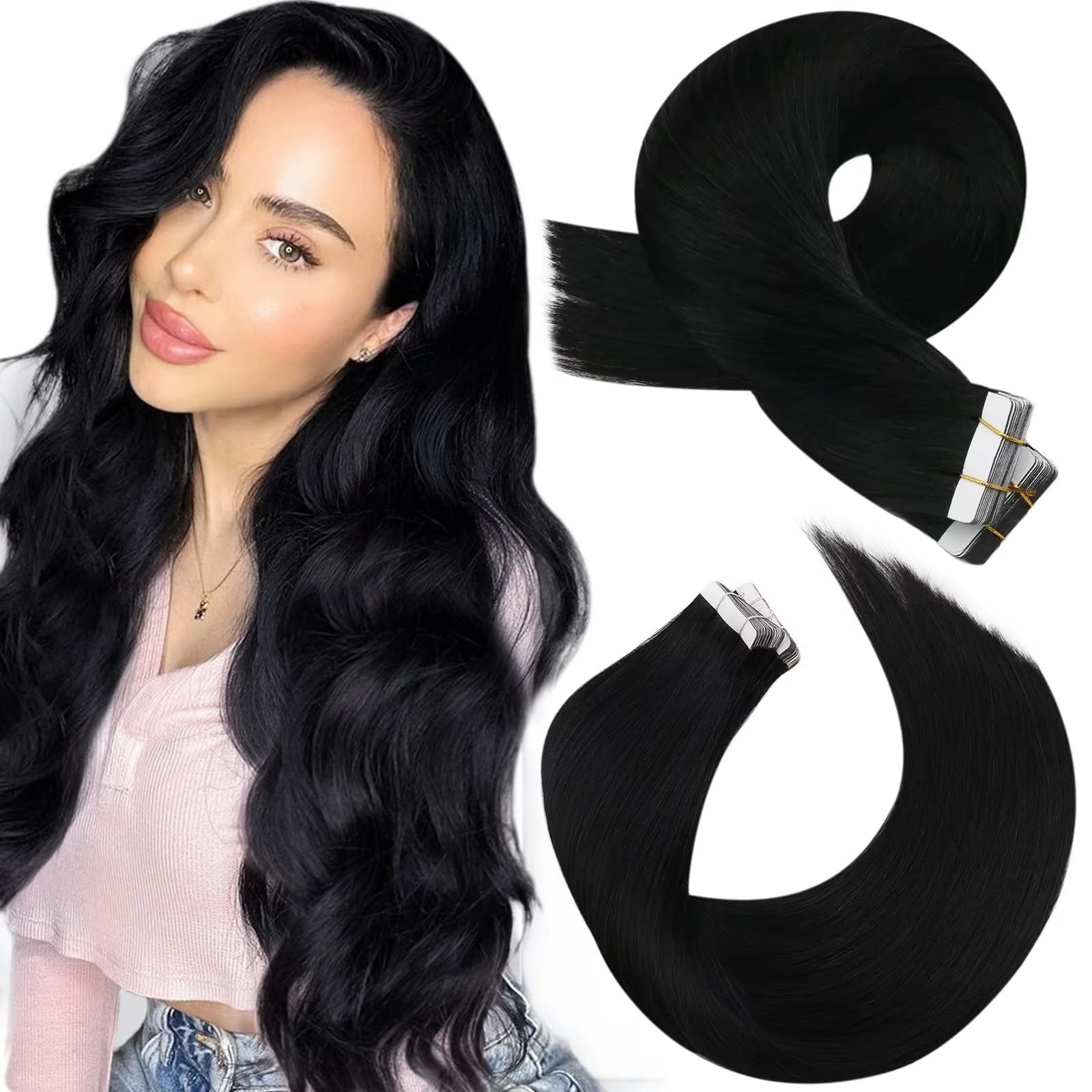 Foto 1 | Extensiones De Cabello Humano Negro Azabache Moresoo, 55 Cm - Venta Internacional.