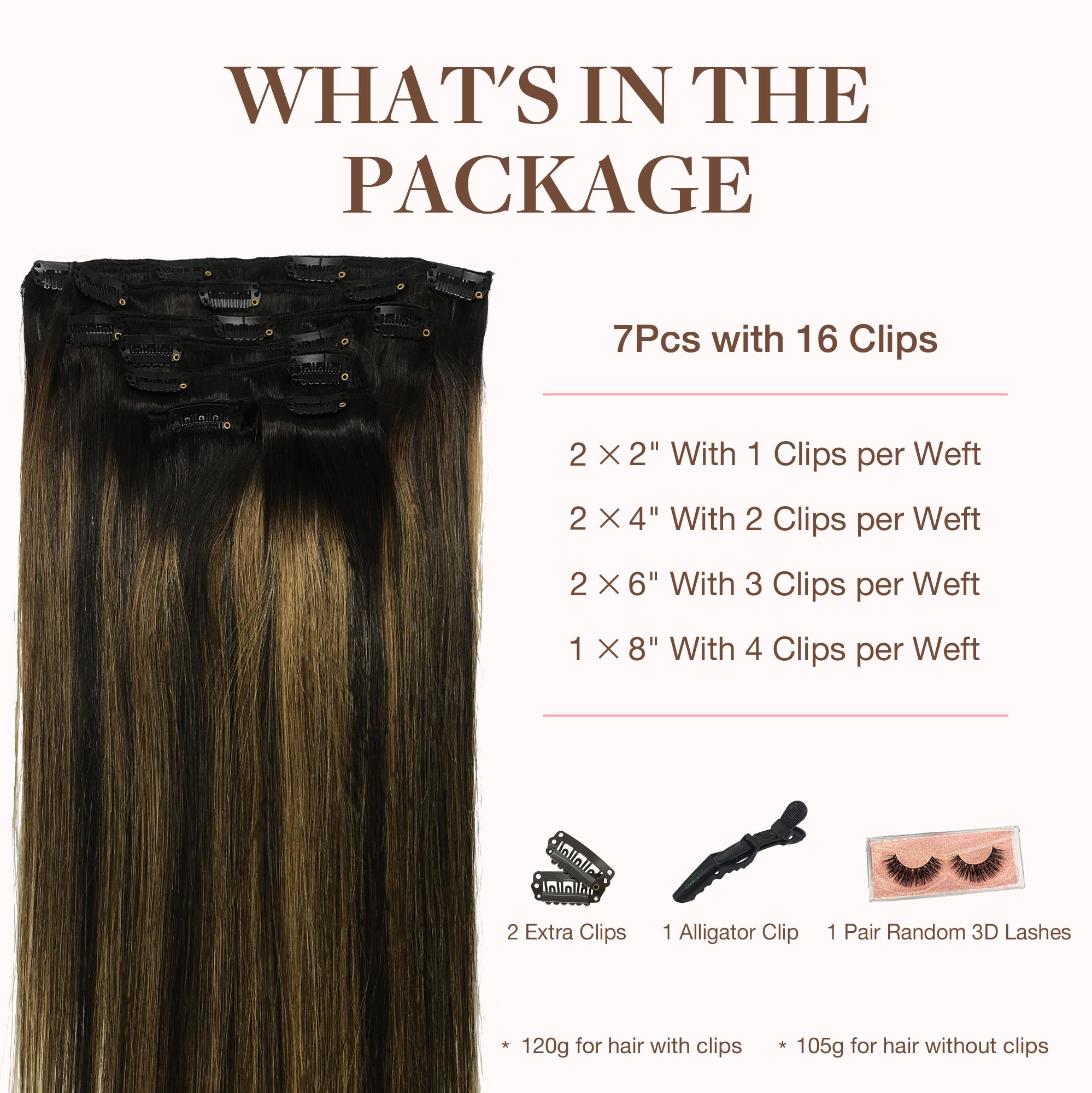 Foto 2 | Extensiones De Cabello Con Clip Goo Goo, Cabello Humano Real, 120 G, 40 Cm - Venta Internacional.