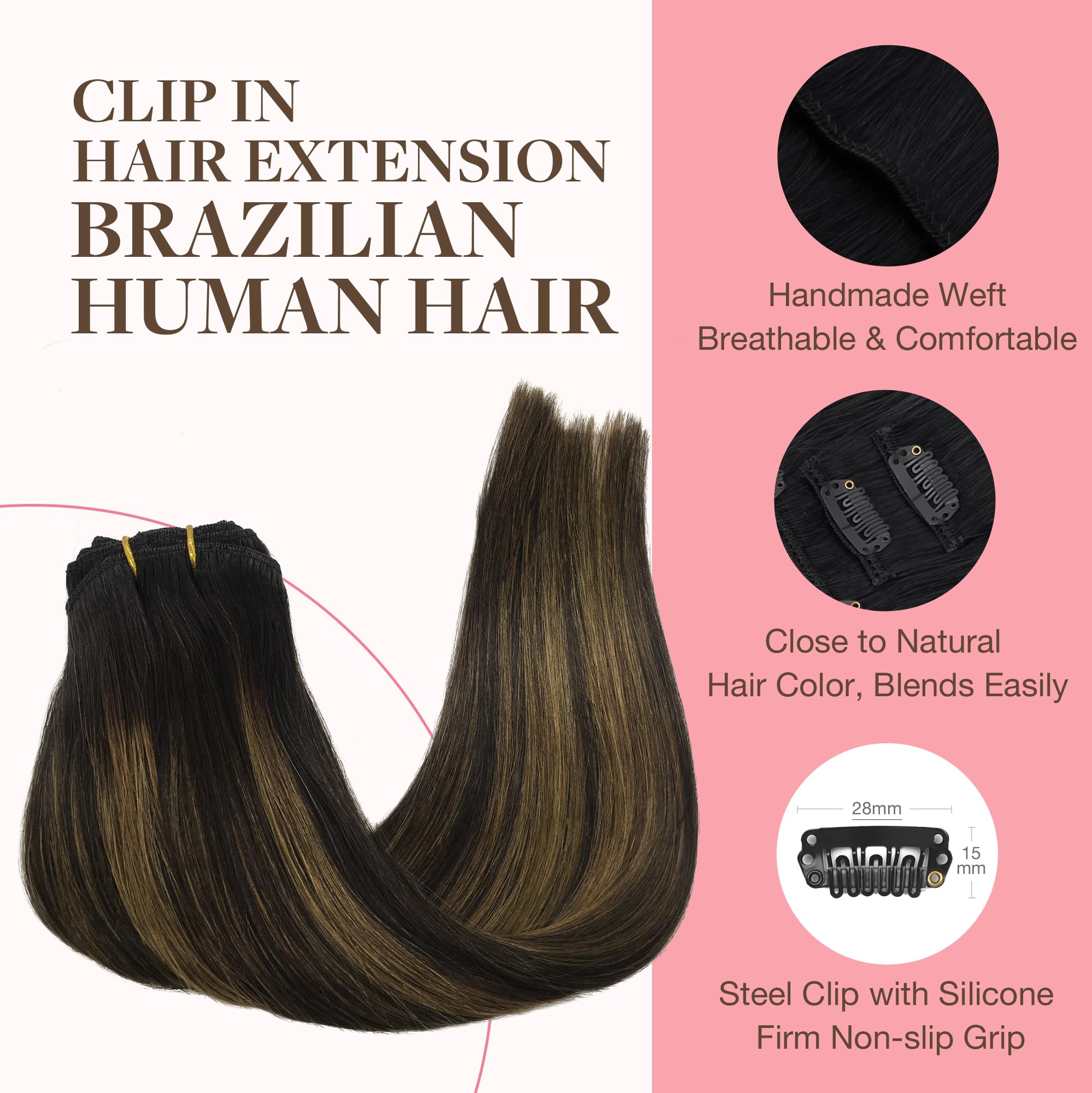 Foto 3 | Extensiones De Cabello Con Clip Goo Goo, Cabello Humano Real, 120 G, 40 Cm - Venta Internacional.