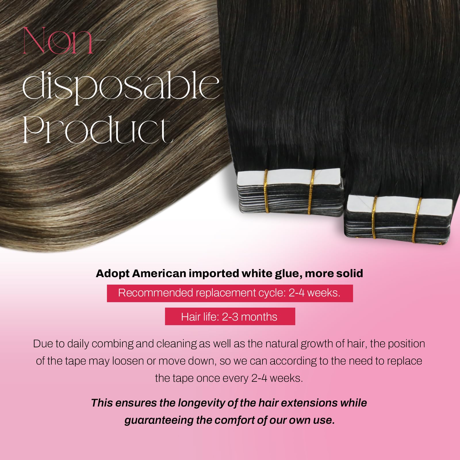 Foto 4 pulgar | Extensiones De Cabello Humano Moresoo Con Cinta Adhesiva, 60 Cm, #1b /3/27, 20 Unidades - Venta Internacional.