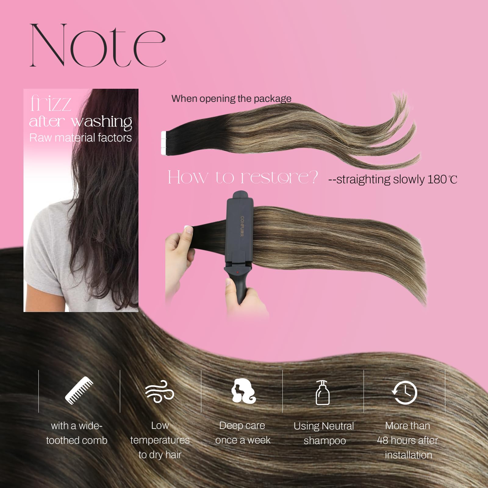 Foto 6 pulgar | Extensiones De Cabello Humano Moresoo Con Cinta Adhesiva, 60 Cm, #1b /3/27, 20 Unidades - Venta Internacional.