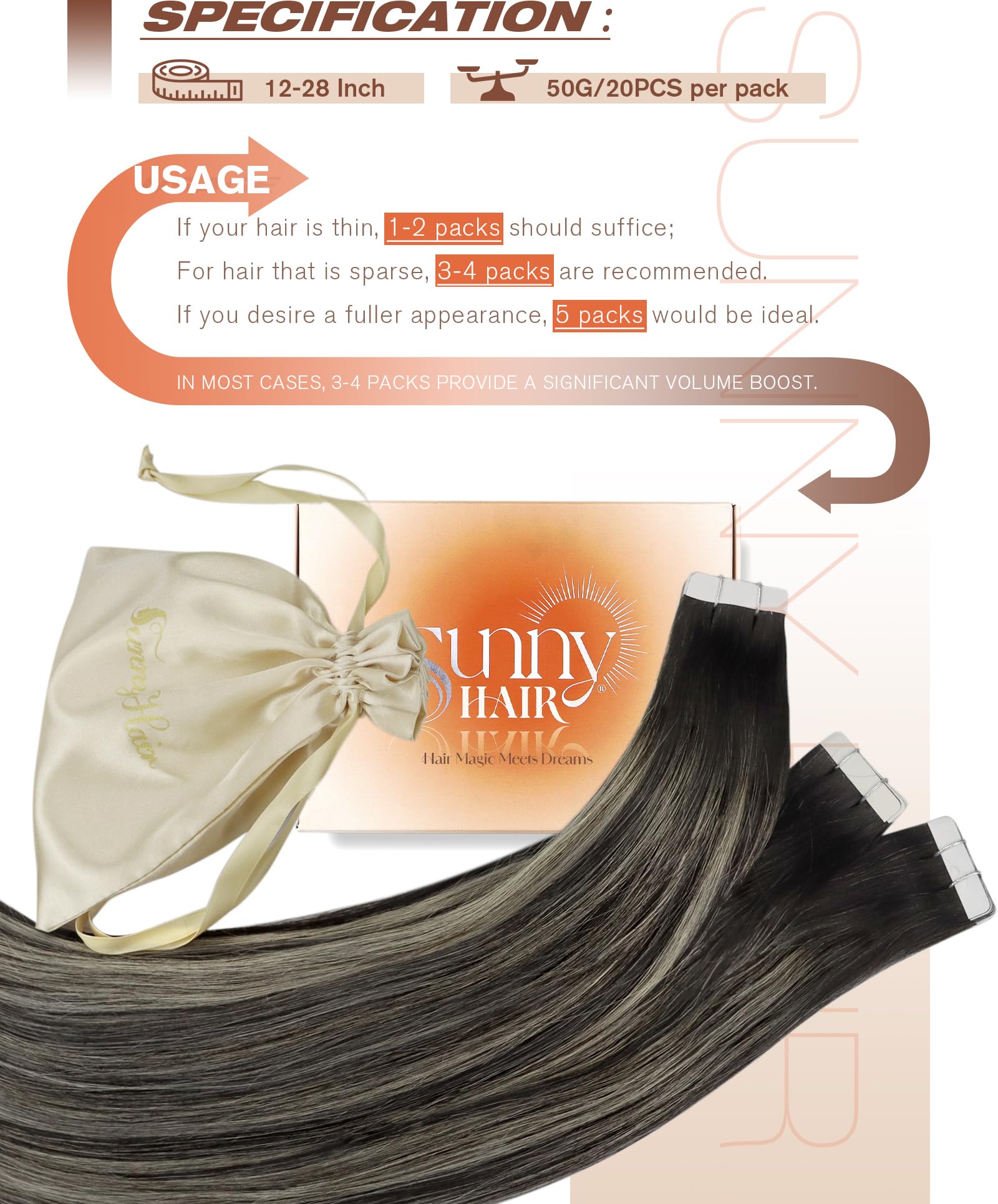 Foto 6 pulgar | Extensiones De Cabello Con Cinta Adhesiva Sunny Hair, Cabello Humano Negro, 16 Pulgadas - Venta Internacional.