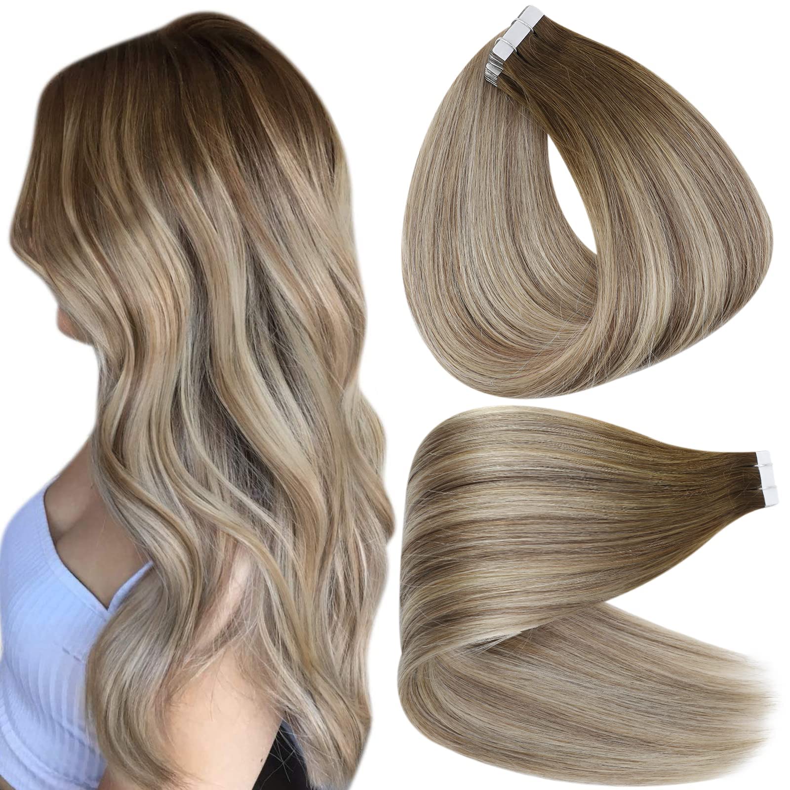 Foto 2 pulgar | Extensiones De Cabello Humano Remy Con Cinta Adhesiva Full Shine De 40 Cm - Venta Internacional.