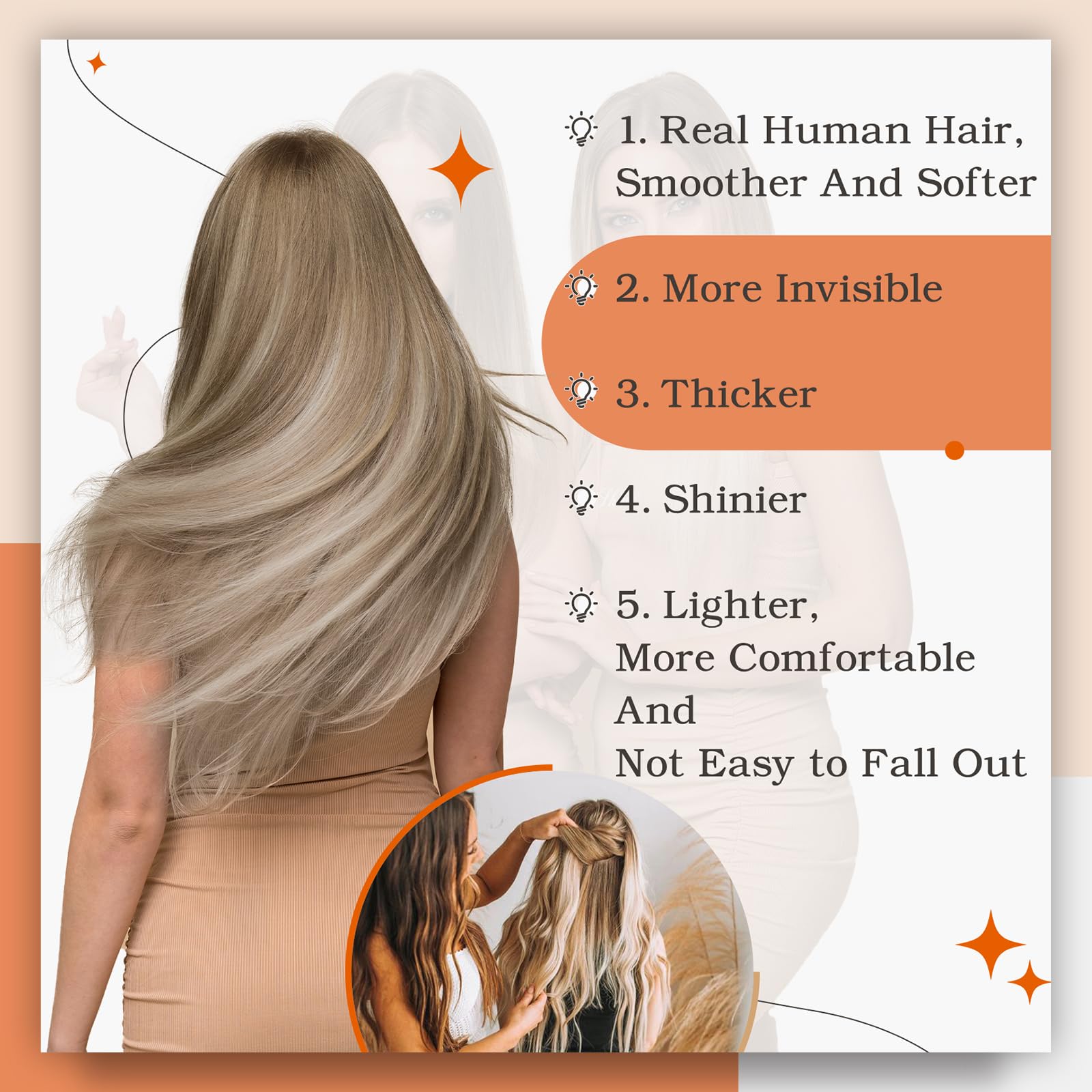 Foto 6 pulgar | Extensiones De Cabello Humano Remy Con Cinta Adhesiva Full Shine De 40 Cm - Venta Internacional.