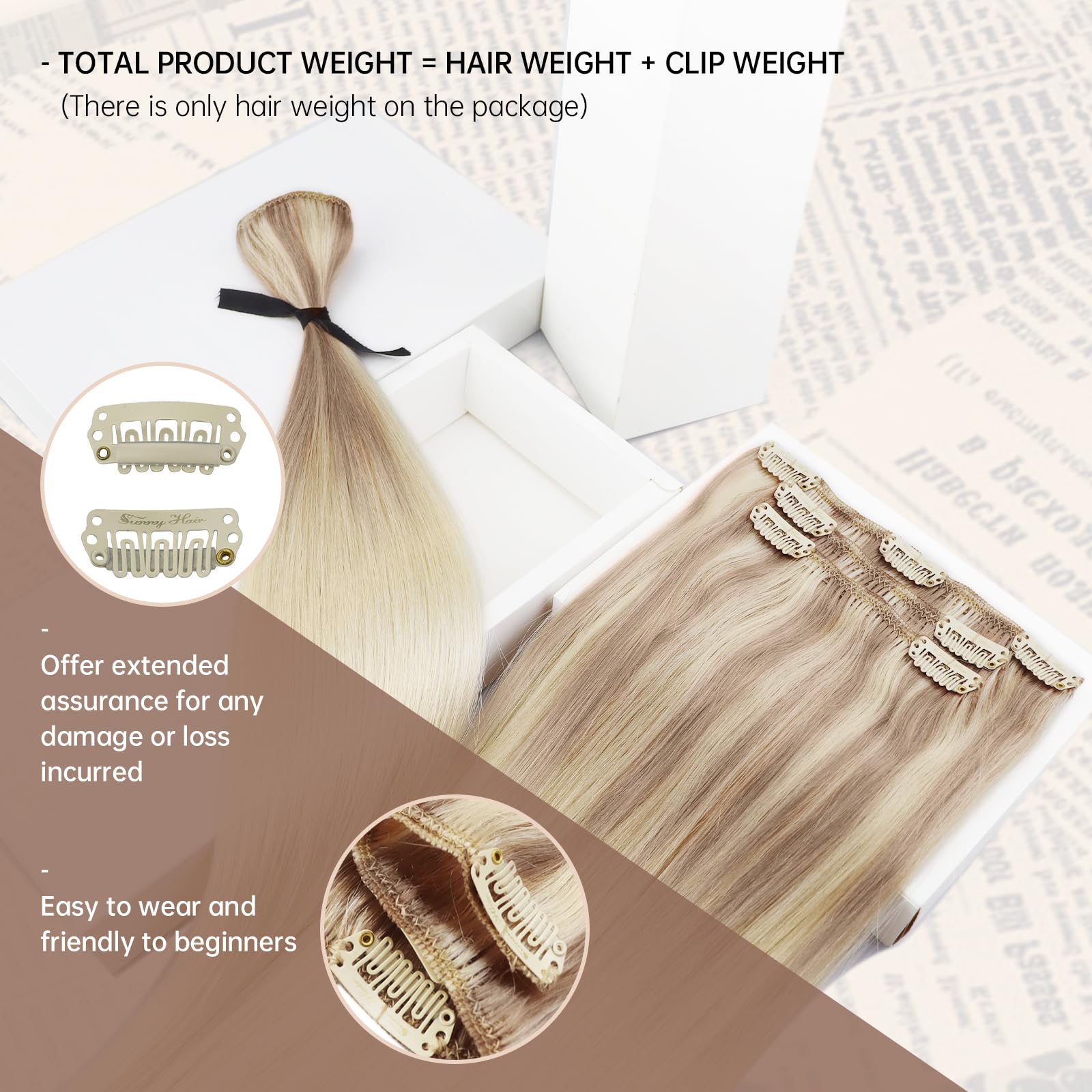Foto 3 pulgar | Extensiones Con Forma De Pinza Para Cabello Liso Sunny Hair, 30 Cm, 120 G - Venta Internacional.