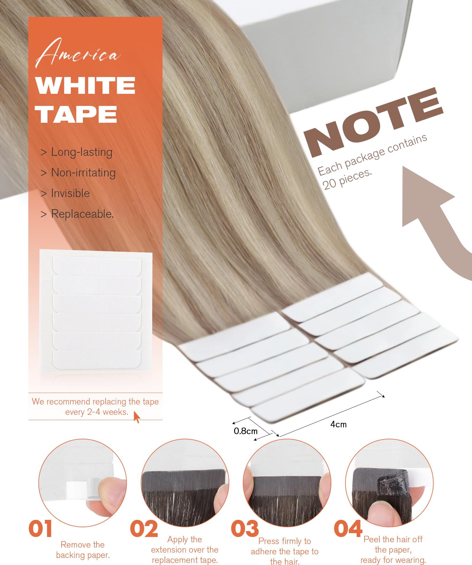 Foto 4 pulgar | Extensiones De Cabello Con Cinta Adhesiva, Cabello Soleado, Rubio Ceniza, Mechas - Venta Internacional.