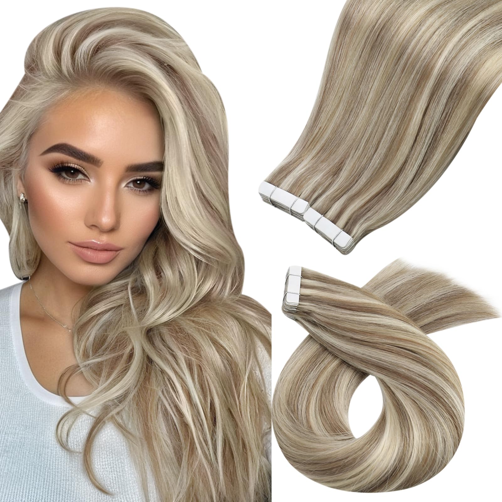 Foto 2 pulgar | Extensiones De Cabello Humano Moresoo Con Cinta Adhesiva, 35 Cm, Color Marrón Claro - Venta Internacional.