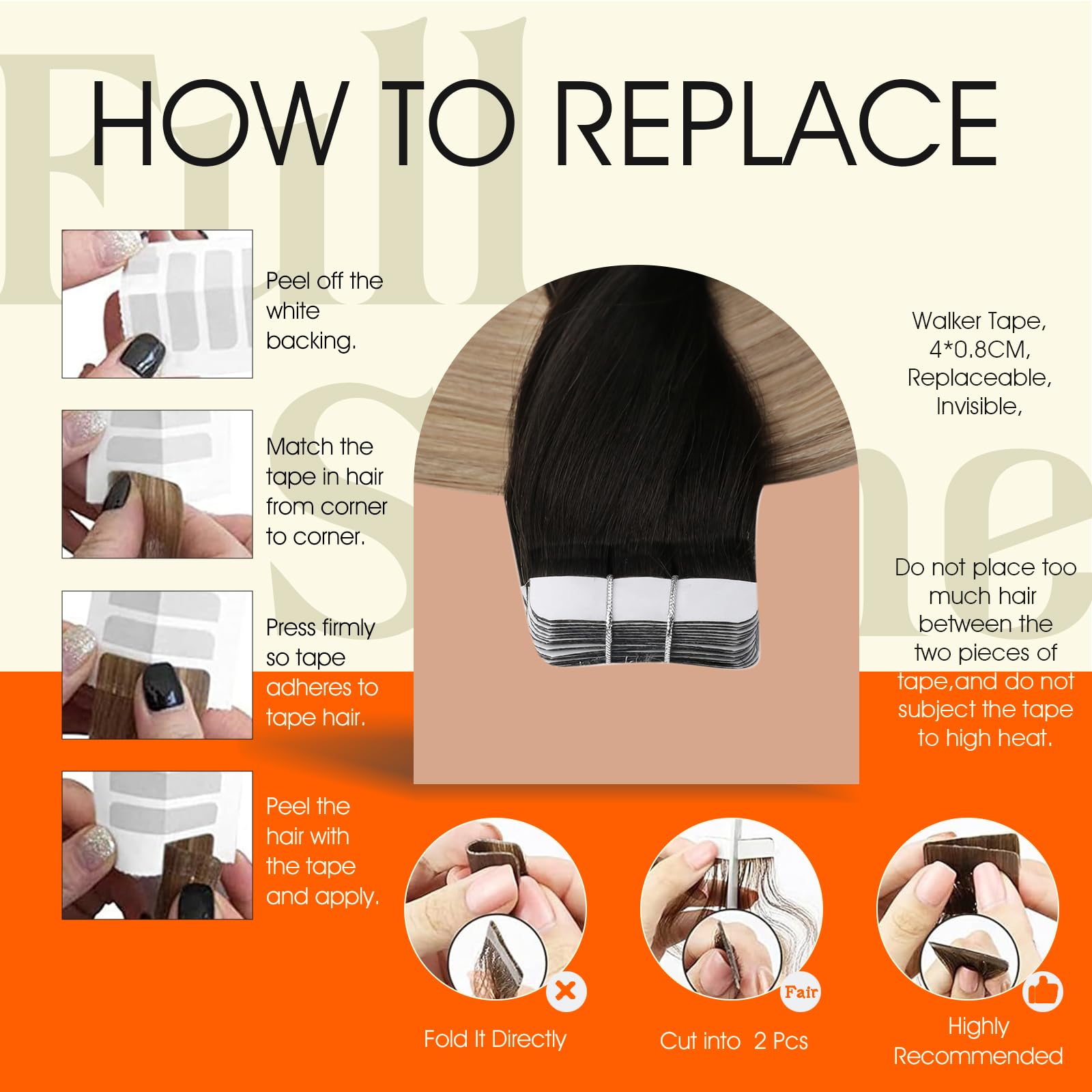 Foto 8 pulgar | Extensiones De Cabello Con Cinta Adhesiva, Color Negro, Degradado, Rubio Ceniza - Venta Internacional.