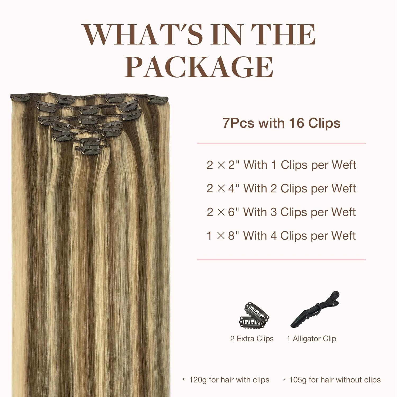 Foto 3 pulgar | Extensiones De Cabello Goo Goo, Cabello Humano Real, 40 Cm, 120 G, 7 Unidades - Venta Internacional.