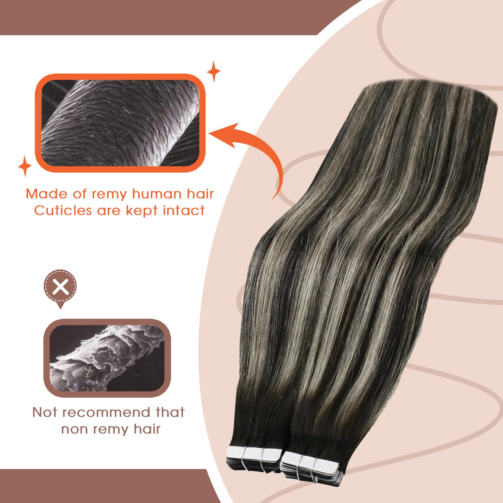 Foto 3 pulgar | Extensiones De Cabello Con Cinta Adhesiva Sunny Hair De Negro Degradado A Gris Plateado - Venta Internacional.