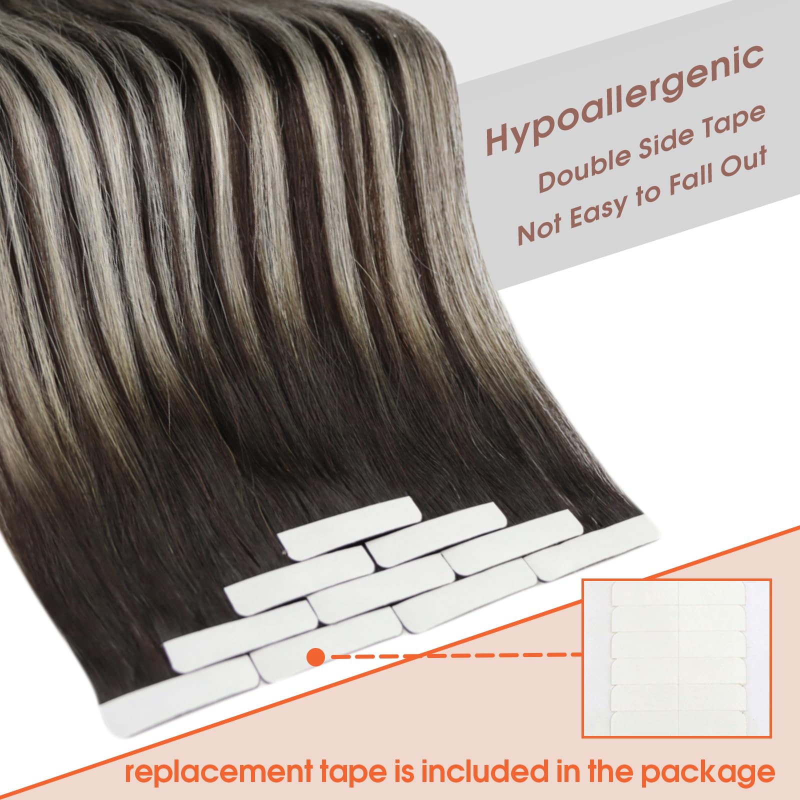 Foto 5 pulgar | Extensiones De Cabello Con Cinta Adhesiva Sunny Hair De Negro Degradado A Gris Plateado - Venta Internacional.