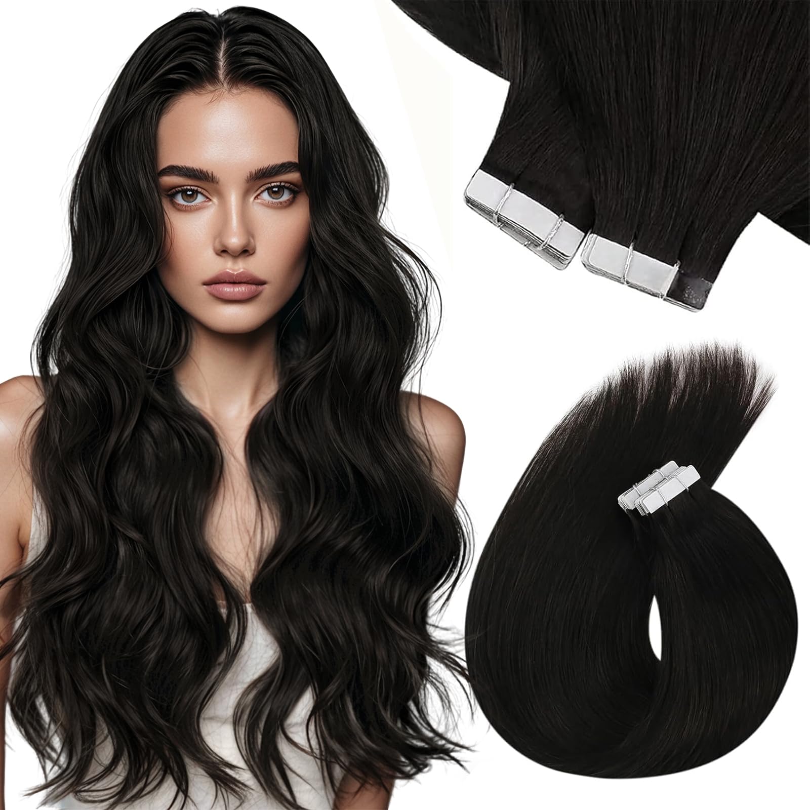 Foto 2 pulgar | Extensiones De Cabello Humano Con Cinta Adhesiva Sunny Hair Black, 50 G, 20 Pulgadas - Venta Internacional.