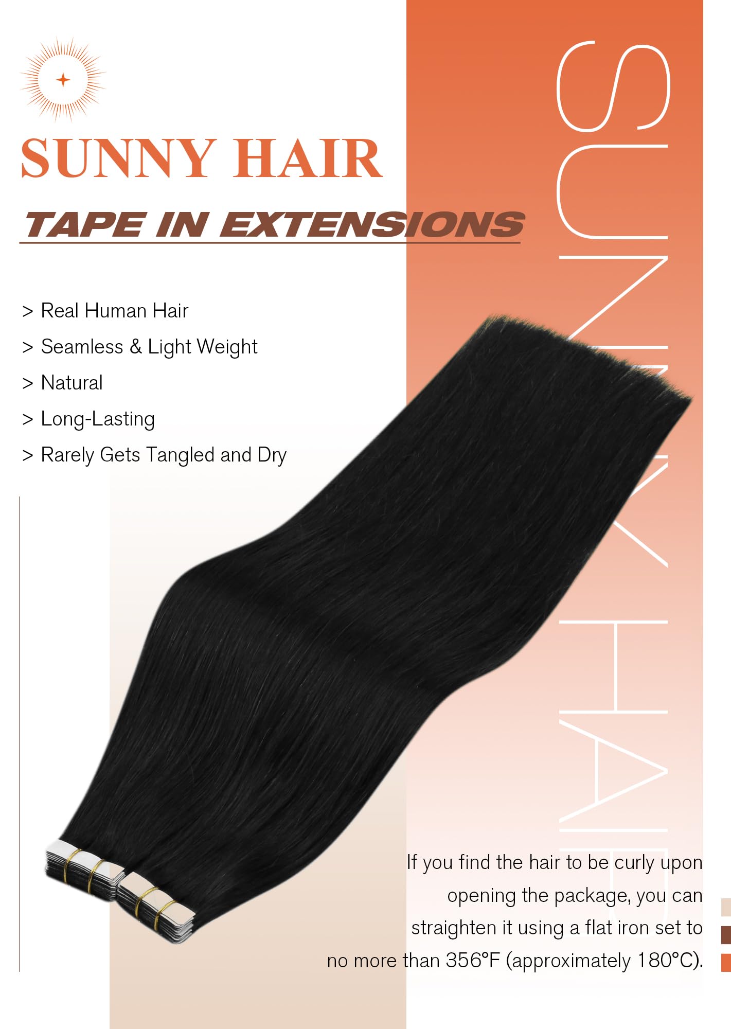 Foto 3 pulgar | Extensiones De Cabello Humano Con Cinta Adhesiva Sunny Hair Black, 50 G, 20 Pulgadas - Venta Internacional.