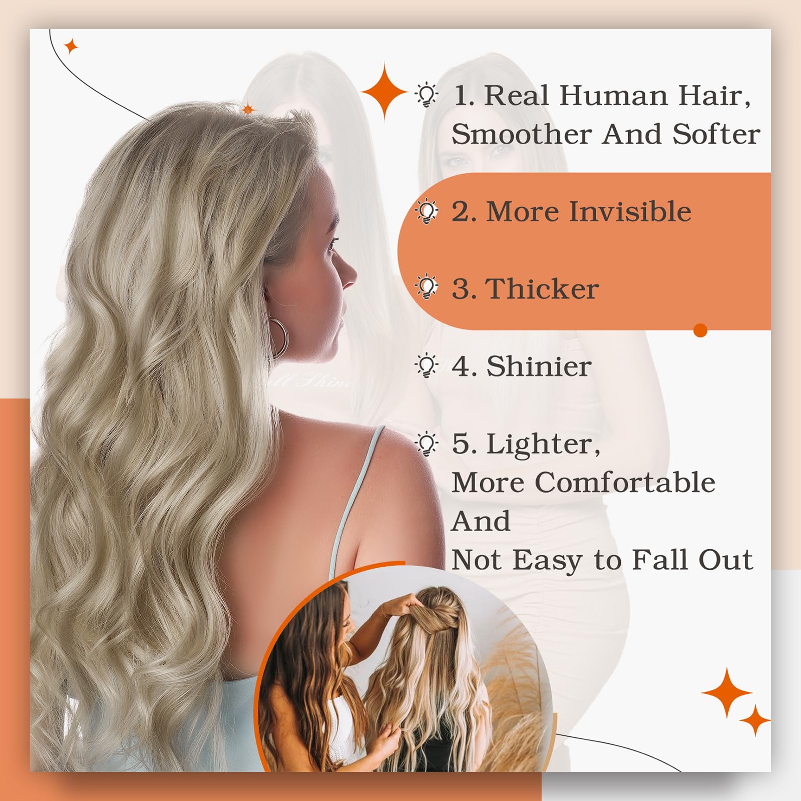 Foto 6 pulgar | Extension De Pelo Full Shine Con Cinta Adhesiva Sobre Cabello Humano Remy De 40 Cm - Venta Internacional.