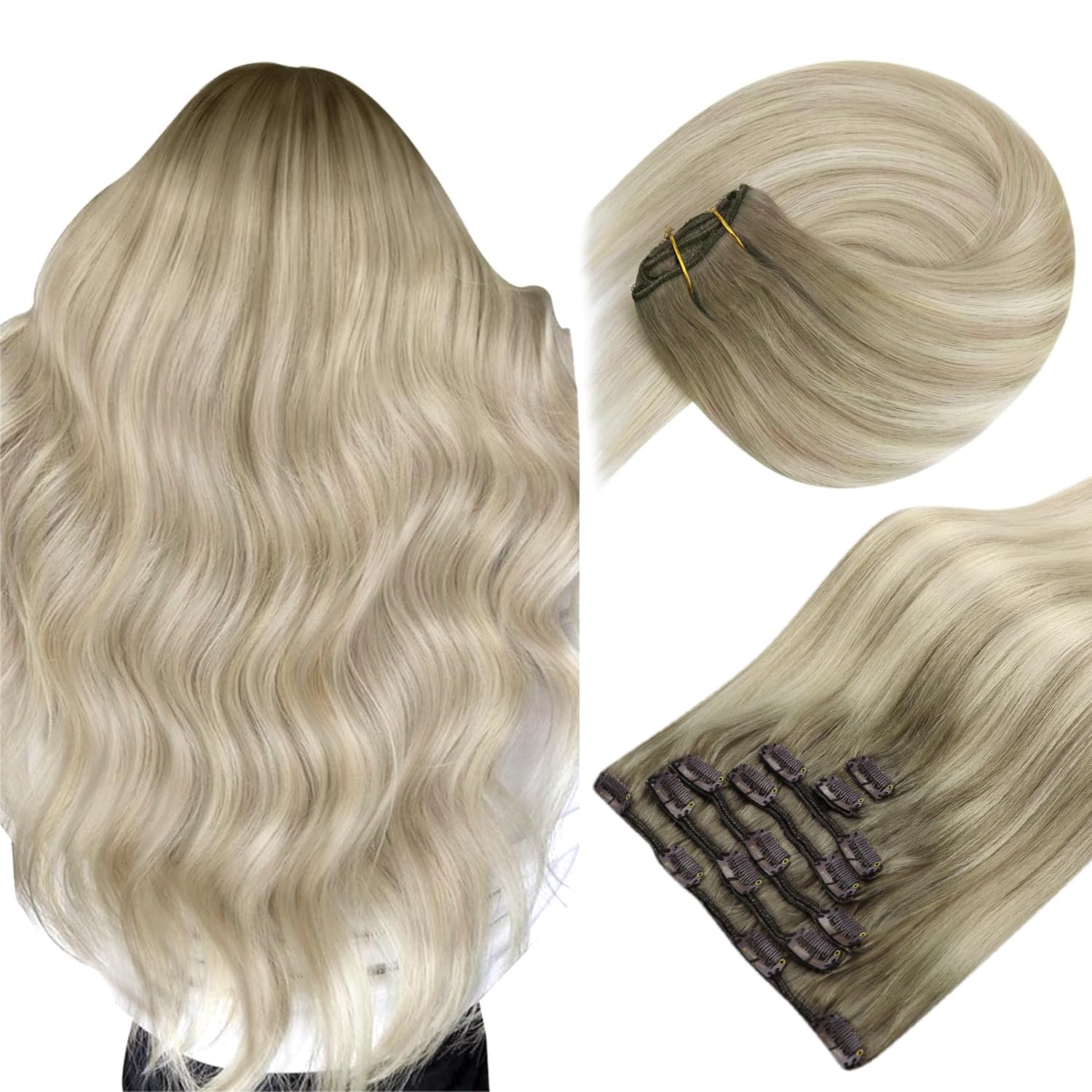 Foto 2 pulgar | Extensiones De Cabello Liso Con Clip, Cabello Humano Liso, 40 Cm - Venta Internacional.