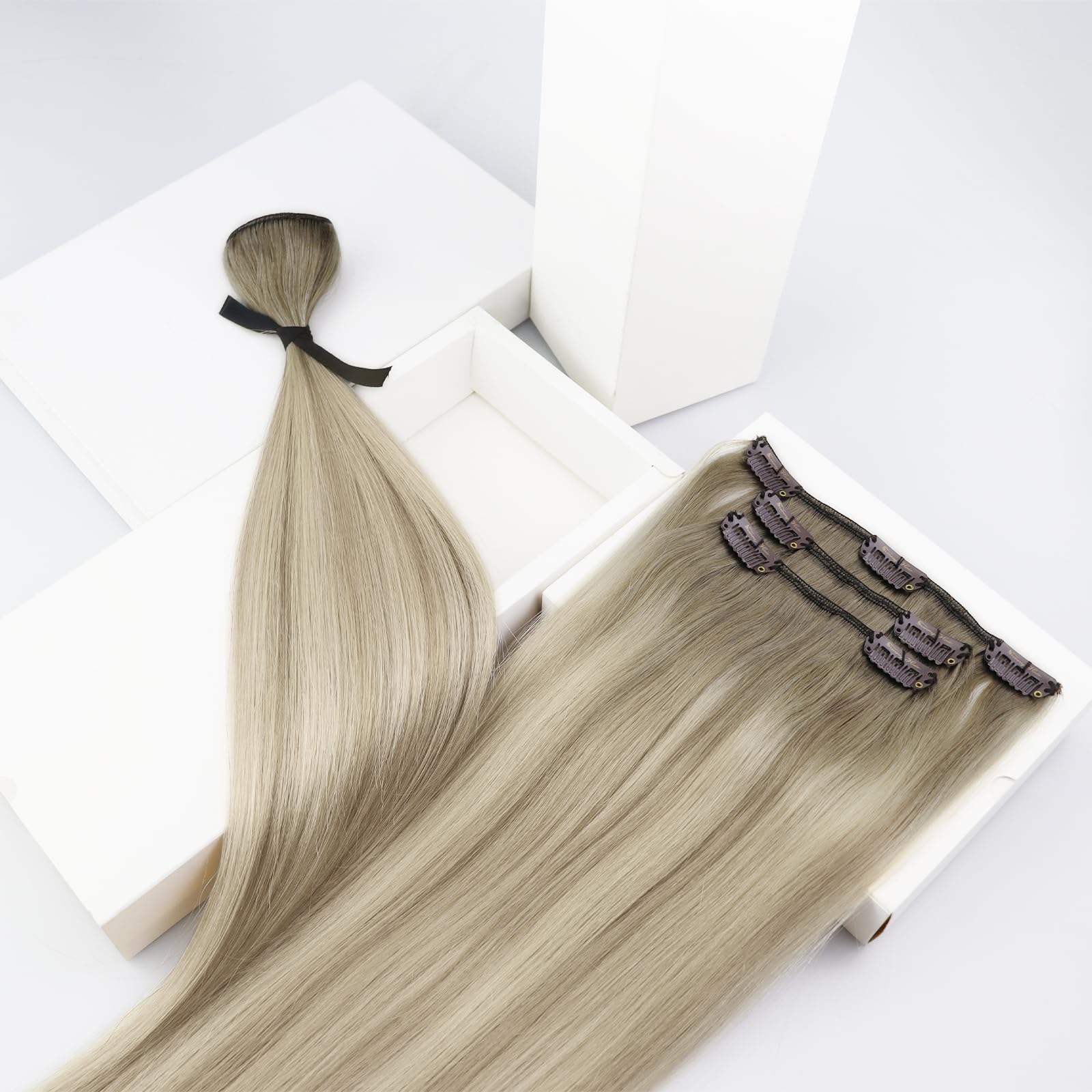 Foto 6 pulgar | Extensiones De Cabello Liso Con Clip, Cabello Humano Liso, 40 Cm - Venta Internacional.