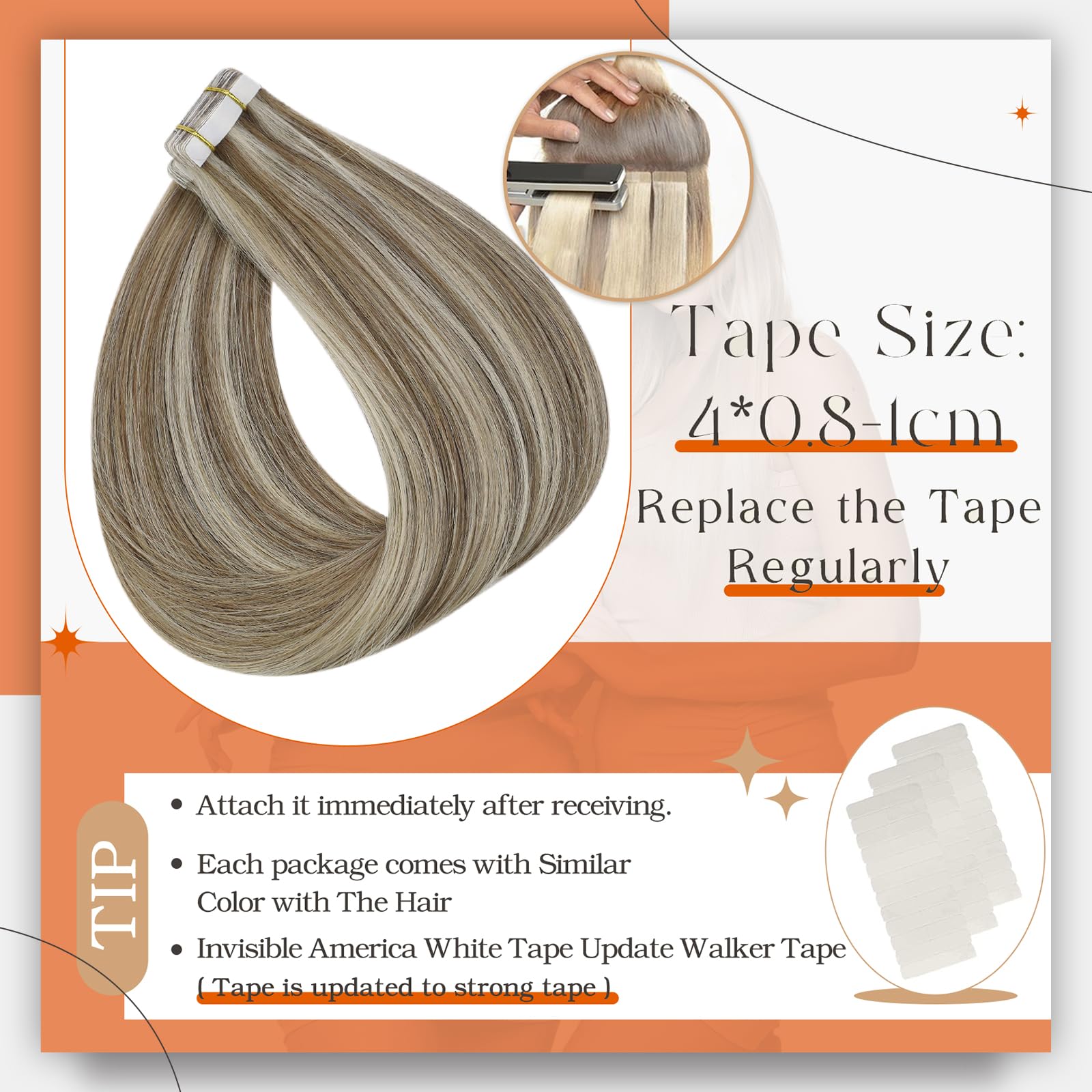 Foto 4 pulgar | Extensiones De Cabello Full Shine Tape En Cabello Humano, 14 Cm, 50 G - Venta Internacional.