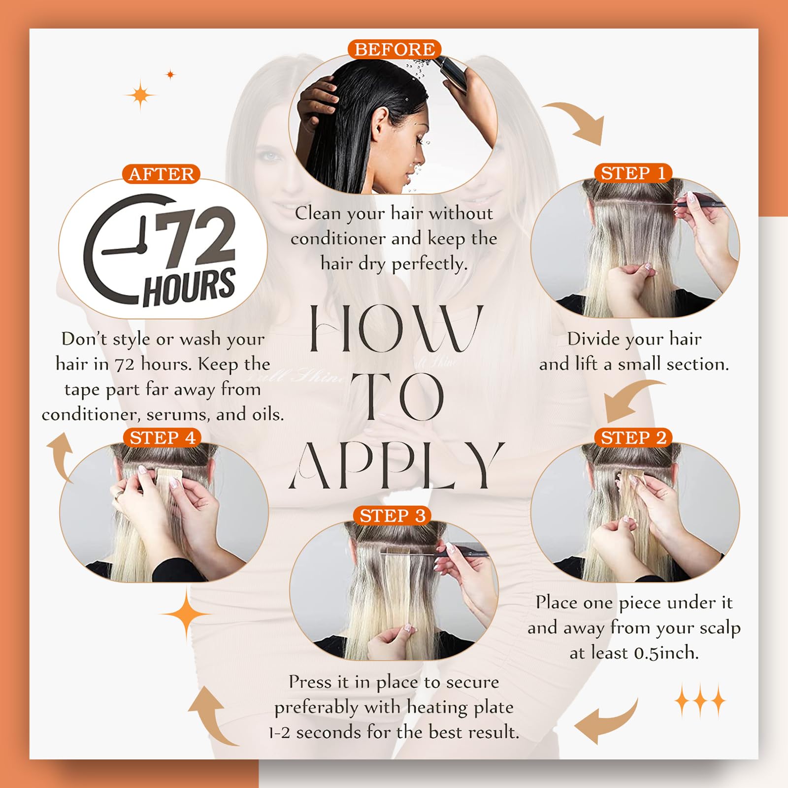 Foto 8 pulgar | Extensiones De Cabello Full Shine Tape En Cabello Humano, 14 Cm, 50 G - Venta Internacional.