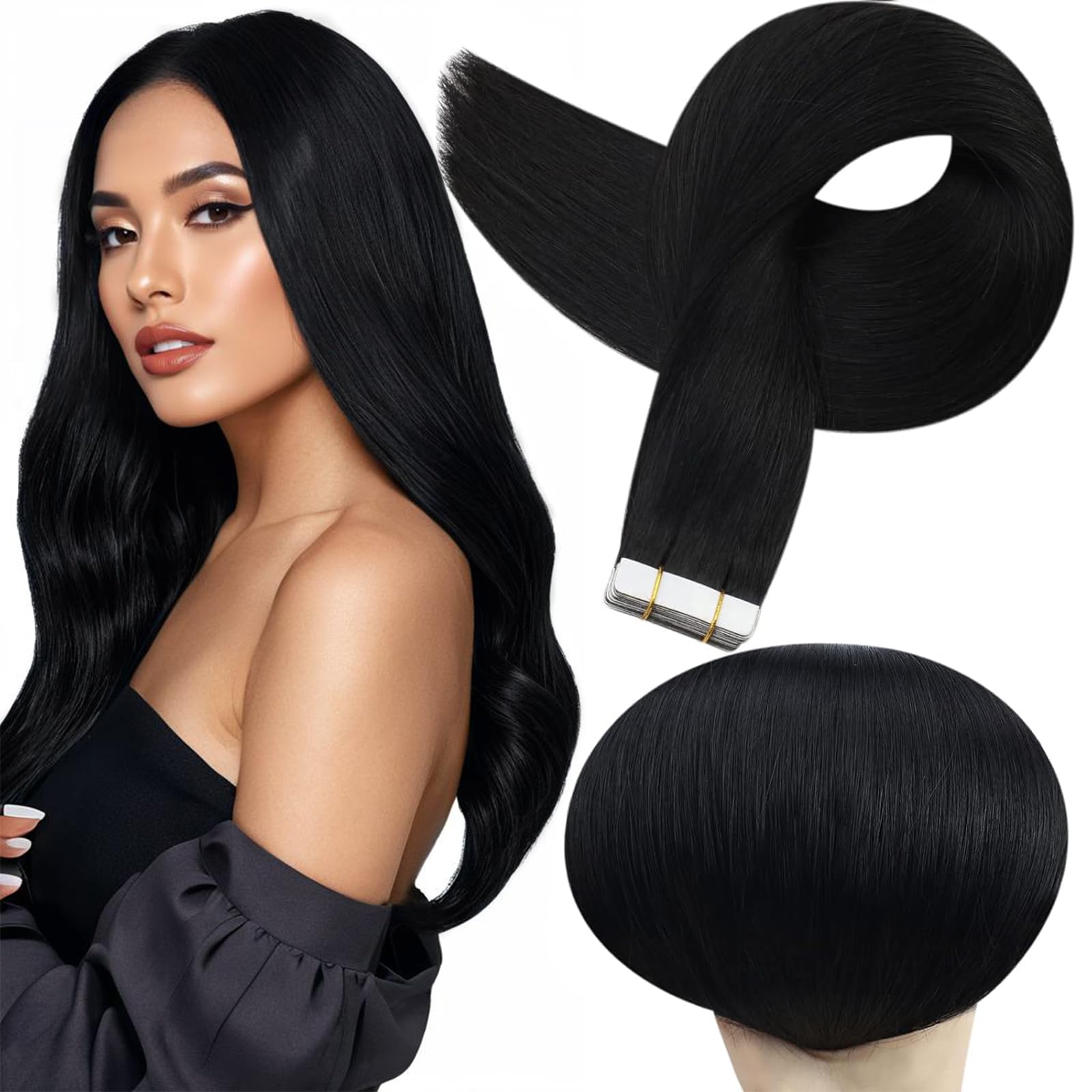 Foto 2 pulgar | Extensiones De Cabello Humano Remy, Color Negro Brillante, 26 Cm - Venta Internacional.