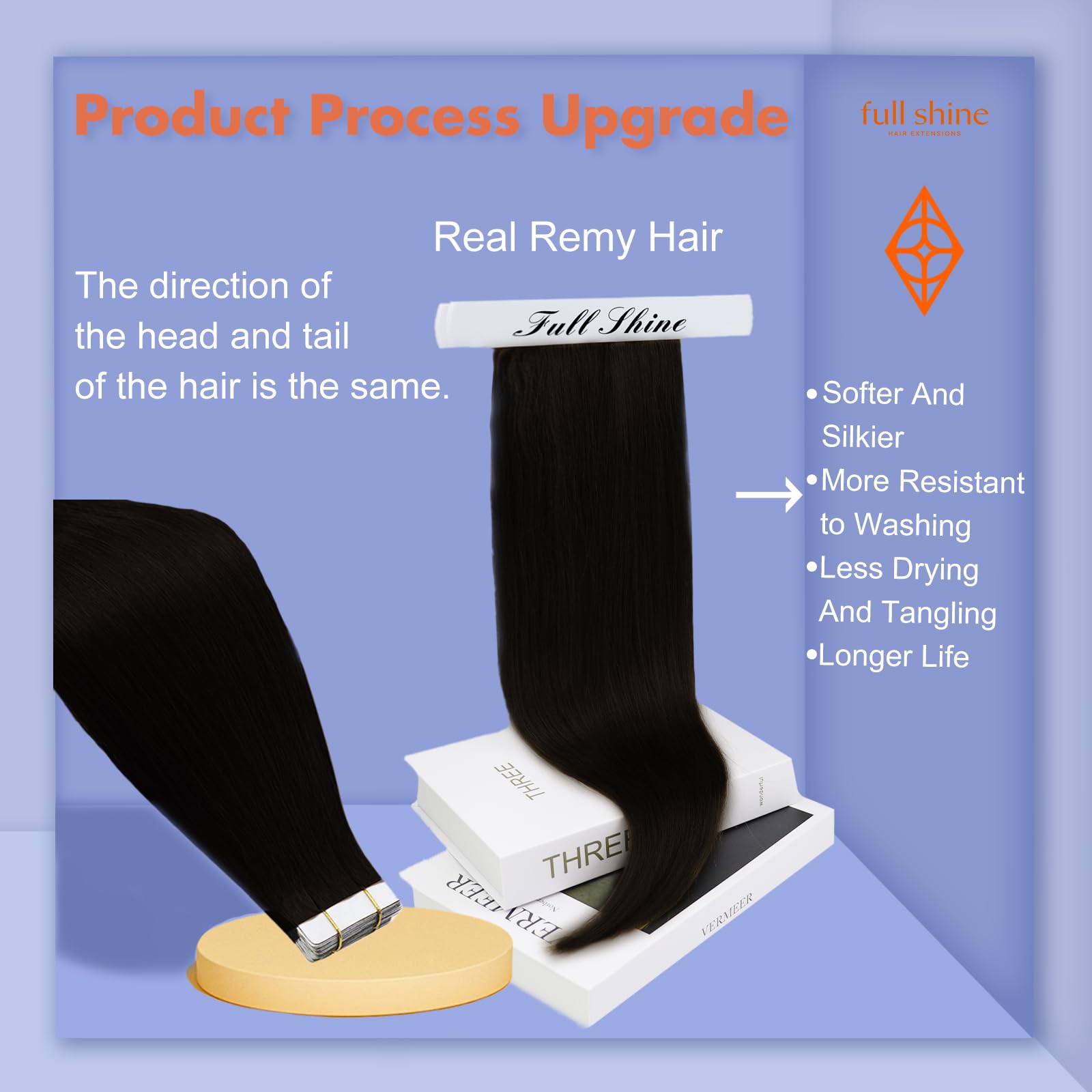 Foto 3 pulgar | Extensiones De Cabello Humano Remy, Color Negro Brillante, 26 Cm - Venta Internacional.