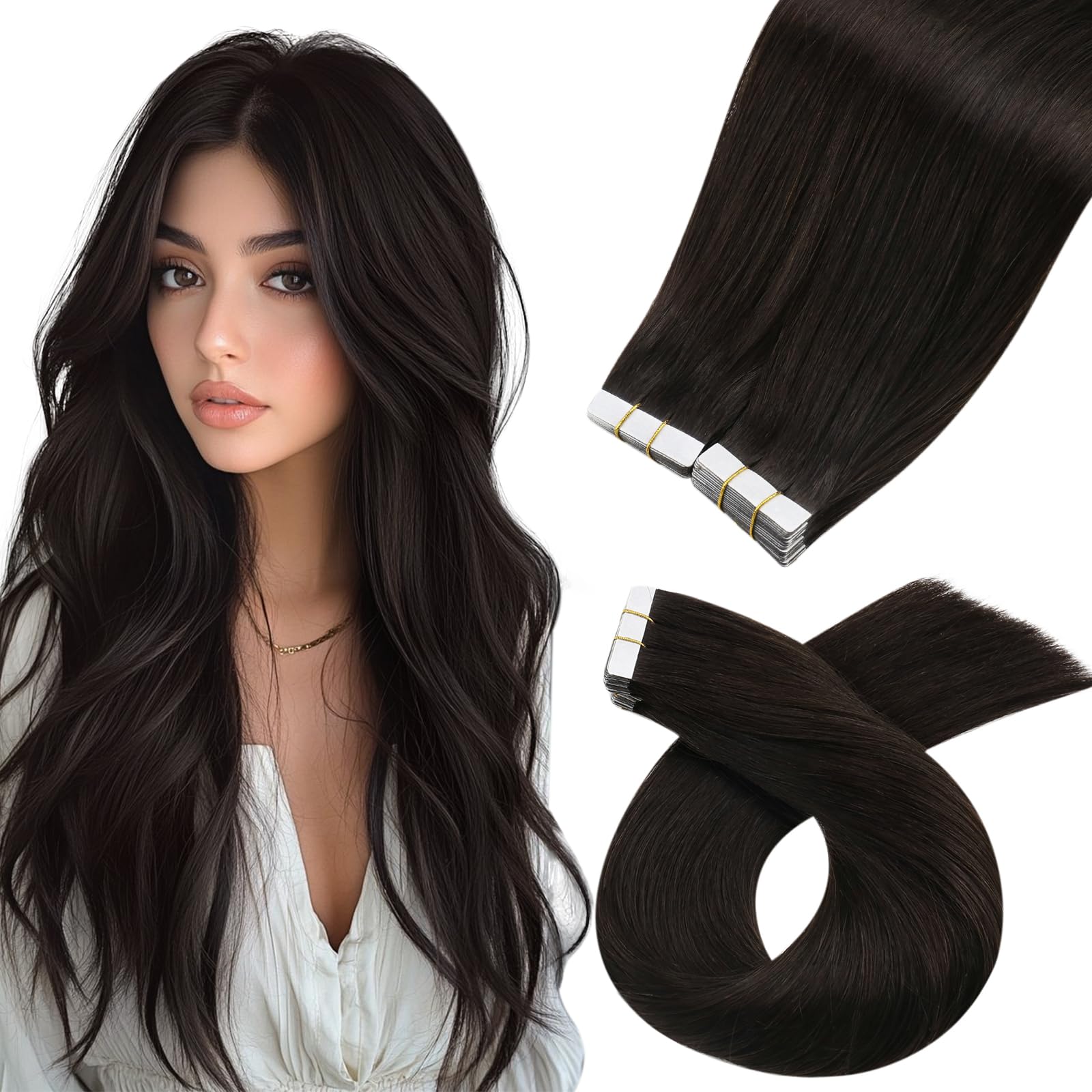 Foto 2 pulgar | Extensiones De Pelo Con Cinta Adhesiva Moresoo Brown, 40 Unidades, 80 G, 35 Cm De Largo - Venta Internacional.