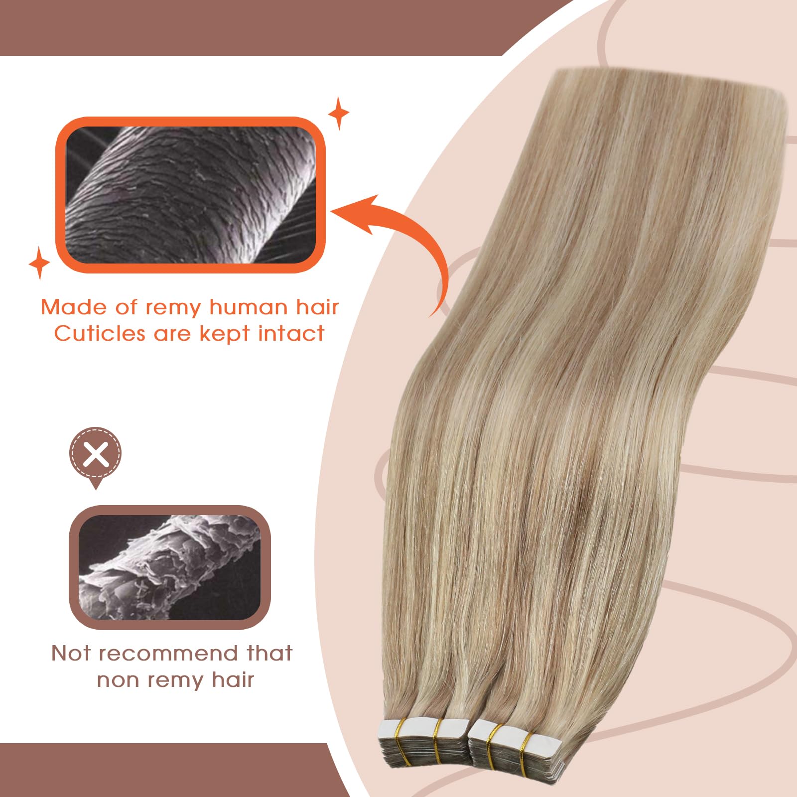 Foto 3 pulgar | Extensiones De Cabello Sunny Hair Con Cinta Adhesiva En Cabello Humano, 60 Cm, Rubio Ceniza - Venta Internacional.