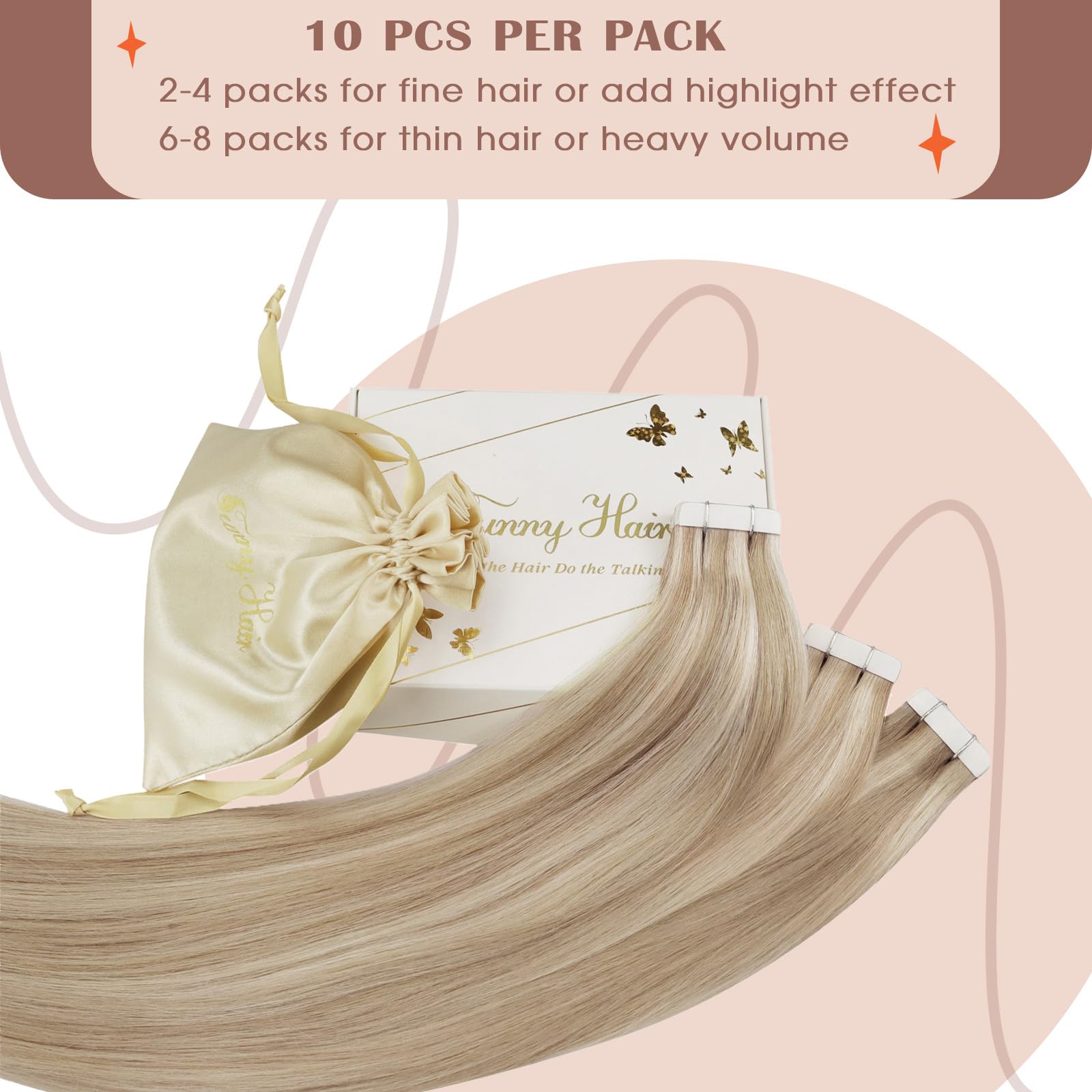 Foto 3 | Extensiones De Cabello Sunny Hair Con Cinta Adhesiva En Cabello Humano, 60 Cm, Rubio Ceniza - Venta Internacional.