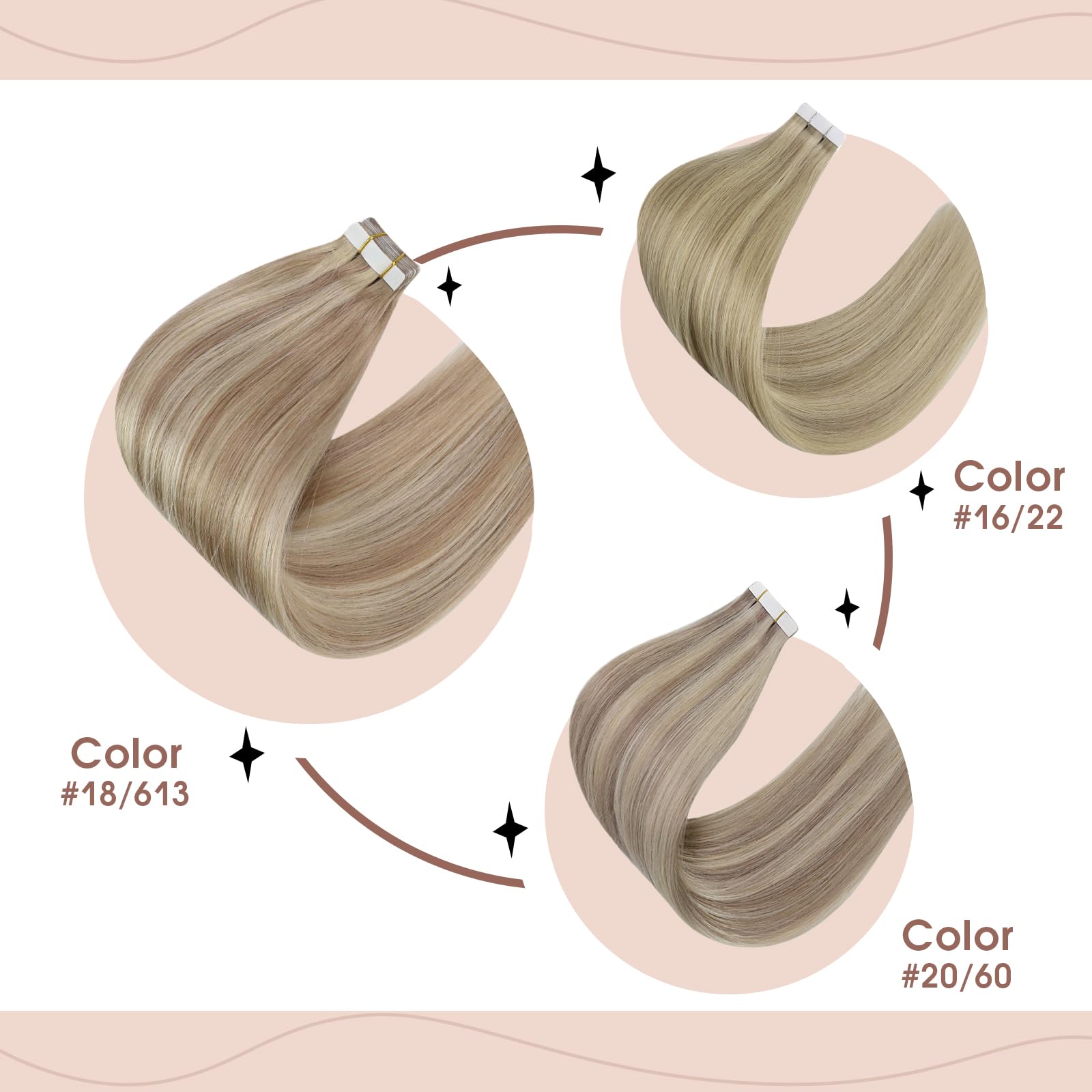 Foto 8 pulgar | Extensiones De Cabello Sunny Hair Con Cinta Adhesiva En Cabello Humano, 60 Cm, Rubio Ceniza - Venta Internacional.