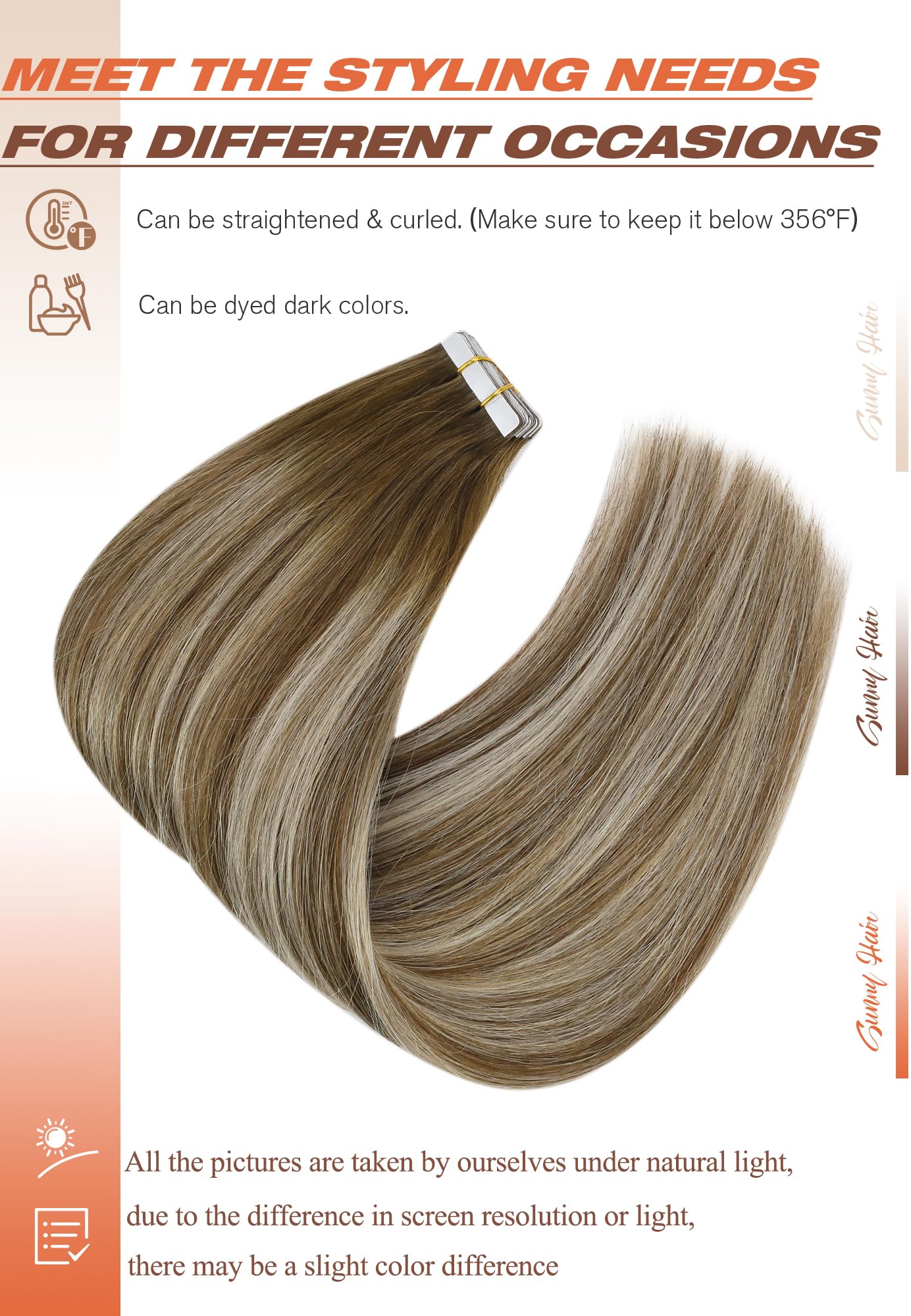Foto 6 pulgar | Extensiones De Cabello Sunny Hair Tape En Tono Degradado, 20 Unidades, 50 G - Venta Internacional.
