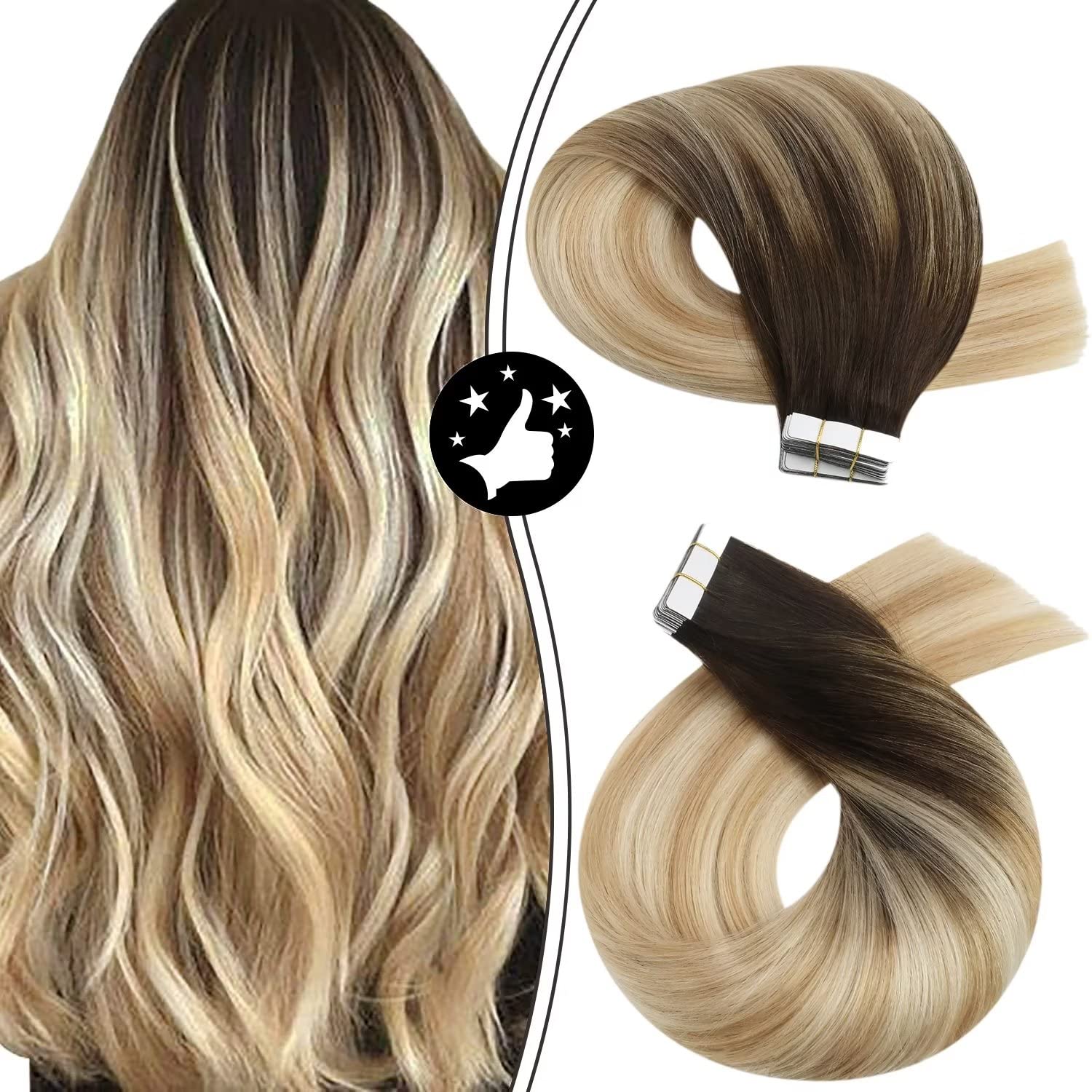 Foto 2 pulgar | Extensiones De Cabello Con Cinta Adhesiva Moresoo Balayage De Marrón A Caramelo - Venta Internacional.