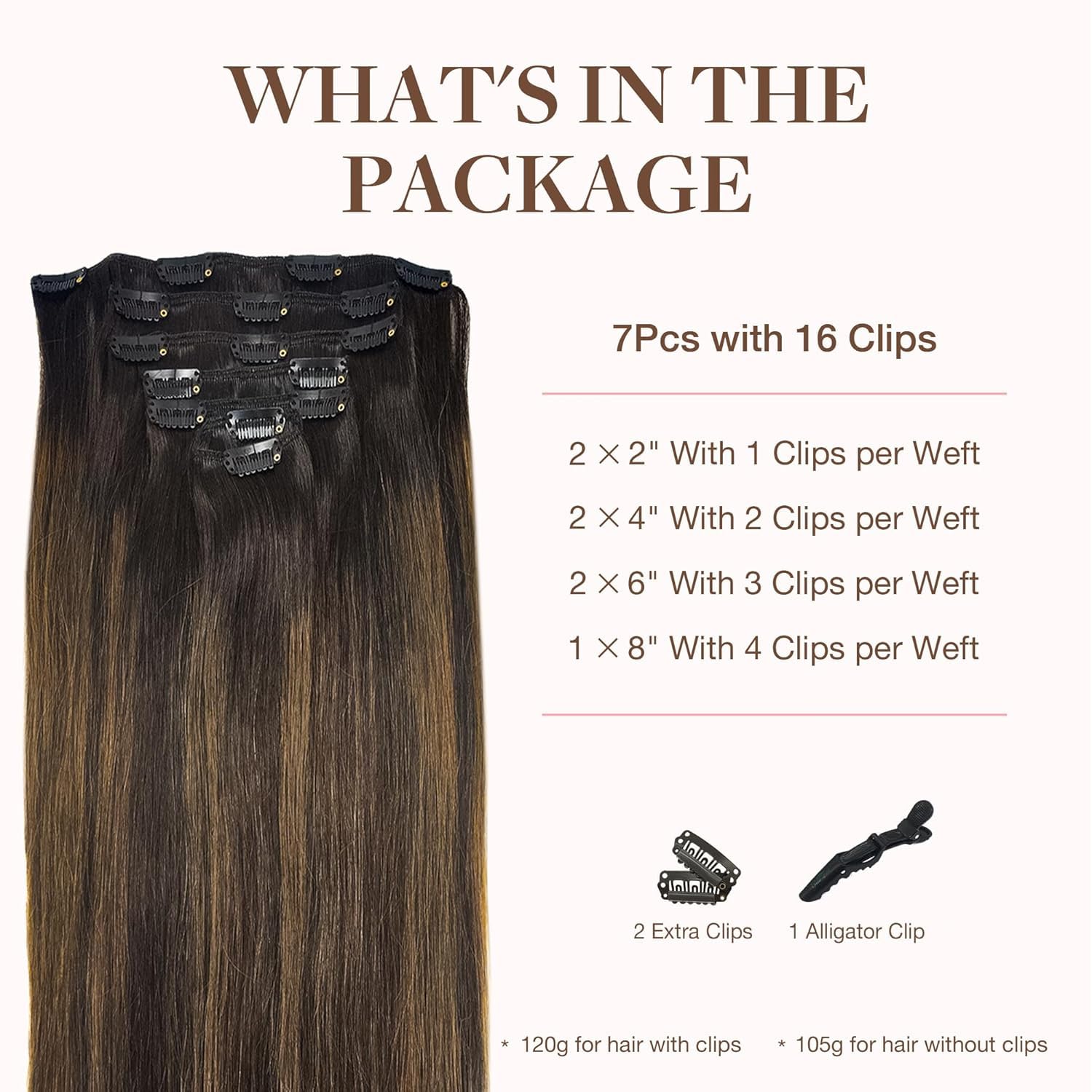 Foto 3 pulgar | Extensiones De Pelo Con Clip Goo Goo, Cabello Humano Real, 14 Pulgadas, 120 G - Venta Internacional.