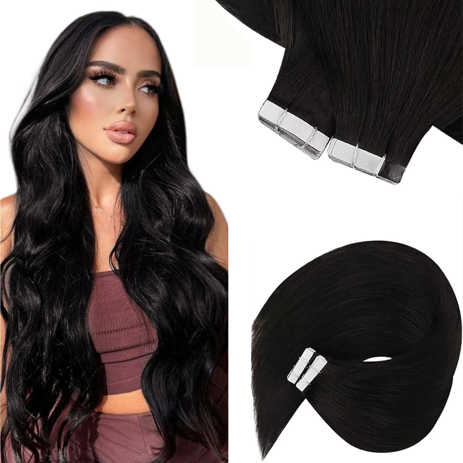 Foto 1 | Extensiones De Cabello Con Cinta Adhesiva Sunny Hair Straight Natural Black - Venta Internacional.