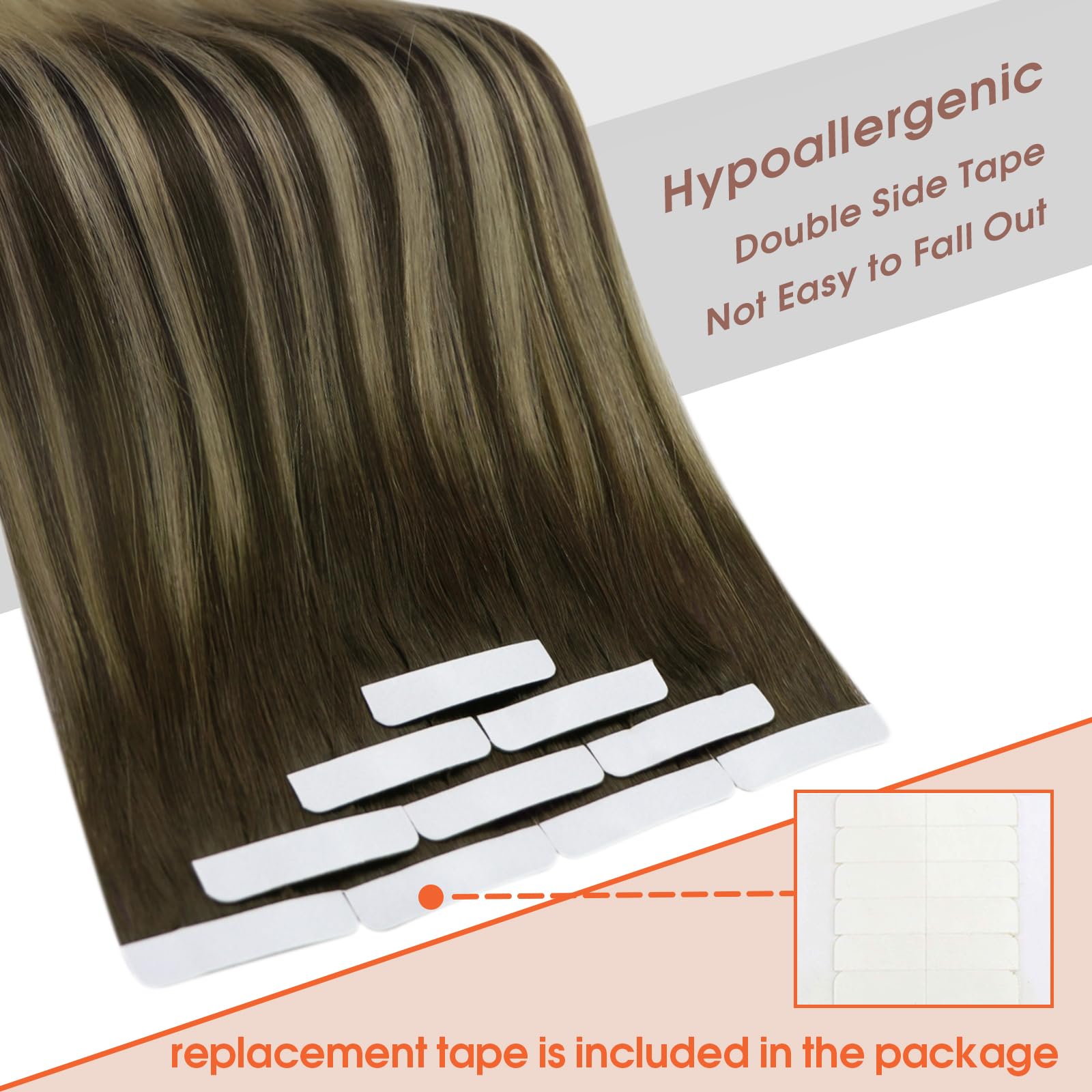 Foto 5 pulgar | Extensiones De Cabello Humano Con Cinta Adhesiva Sunny Hair Ombre Castaño Oscuro-rubio - Venta Internacional.