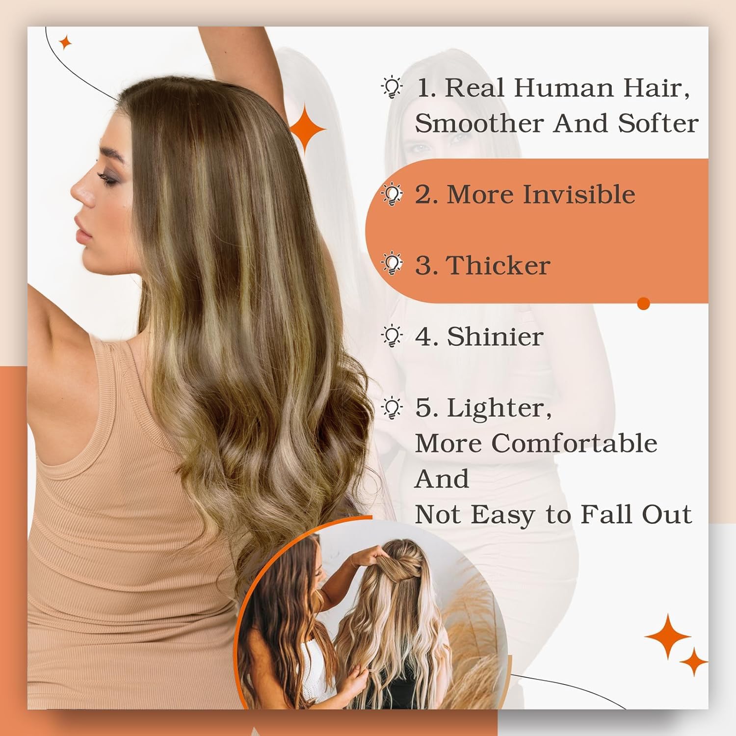 Foto 5 pulgar | Extensiones De Cabello Full Shine Tape En Color 4, Marrón A 27/60 - Venta Internacional.