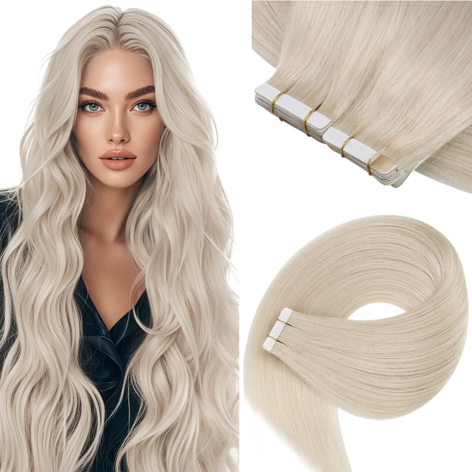 Foto 2 pulgar | Extensiones De Pelo Con Cinta Adhesiva, Cabello Humano Rubio, 40 Cm - Venta Internacional.
