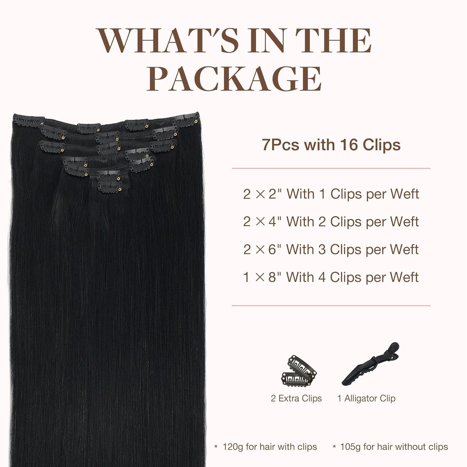 Foto 2 | Extensiones De Cabello Goo Goo, Cabello Humano Real, 14 Pulgadas, 120 G, 7 Unidades, Negro Azabache - Venta Internacio