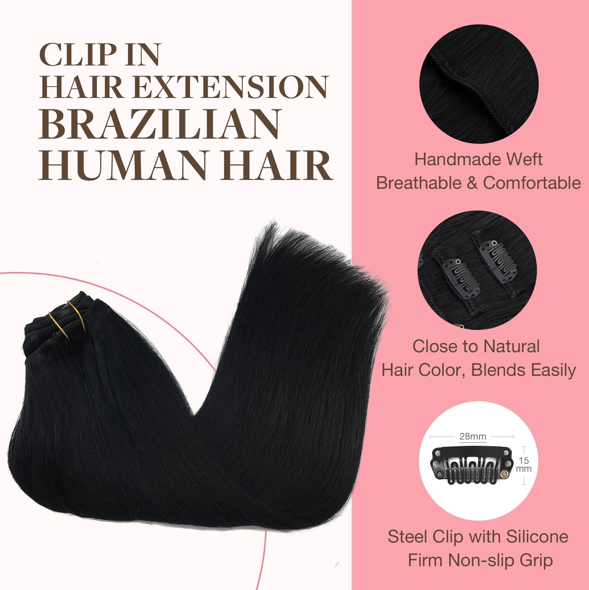 Foto 4 pulgar | Extensiones De Cabello Goo Goo, Cabello Humano Real, 14 Pulgadas, 120 G, 7 Unidades, Negro Azabache - Venta Internacio