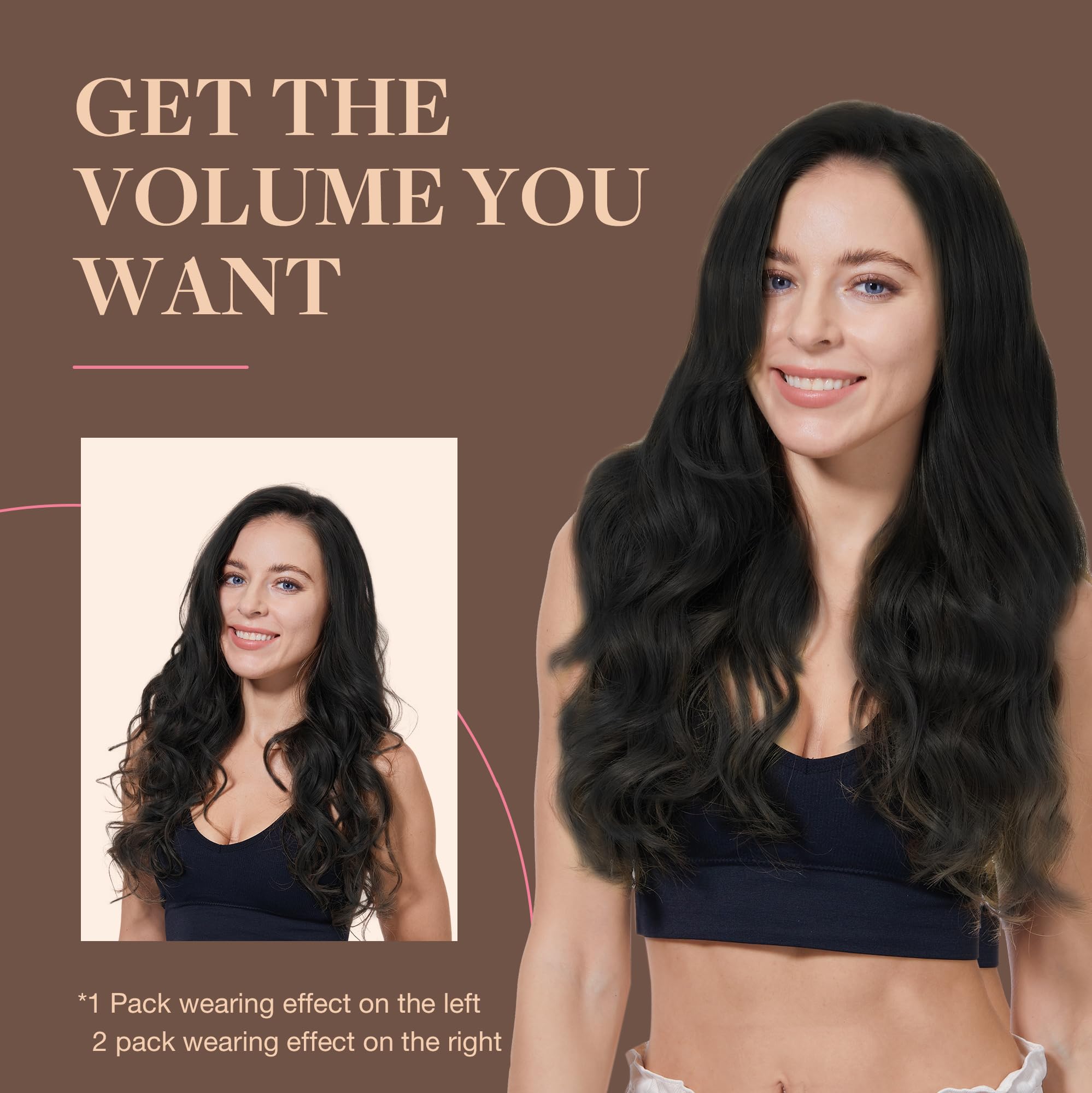 Foto 8 pulgar | Extensiones De Cabello Goo Goo, Cabello Humano Real, 14 Pulgadas, 120 G, 7 Unidades, Negro Azabache - Venta Internacio