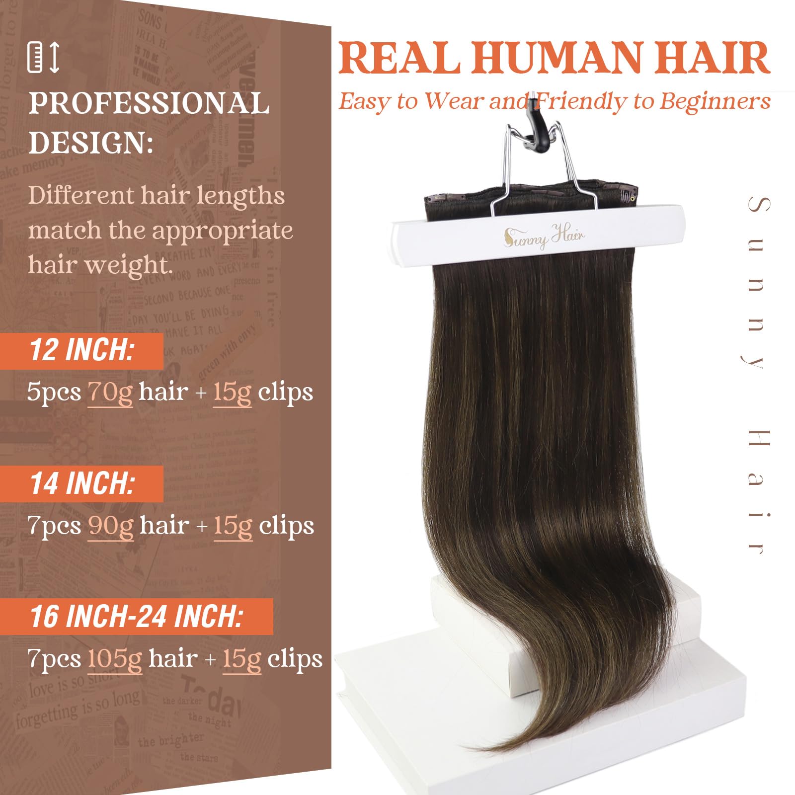 Foto 3 pulgar | Extensiones De Cabello Liso Con Clip, Cabello Humano Liso, 14 Cm - Venta Internacional.