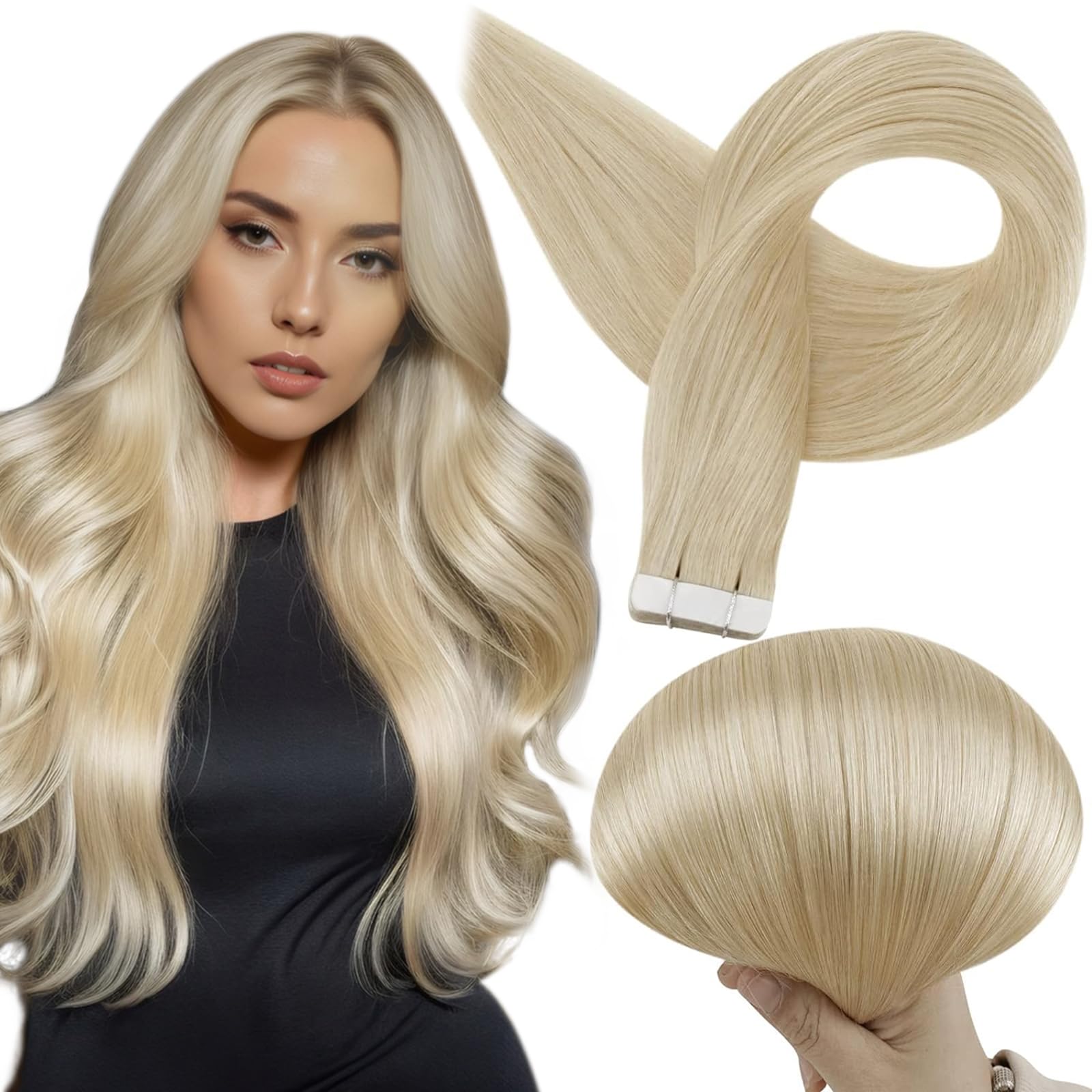 Foto 2 pulgar | Extensiones De Pelo Con Cinta Adhesiva, Color Rubio Brillante, 56 Cm, 50 G, 20 Unidades - Venta Internacional.