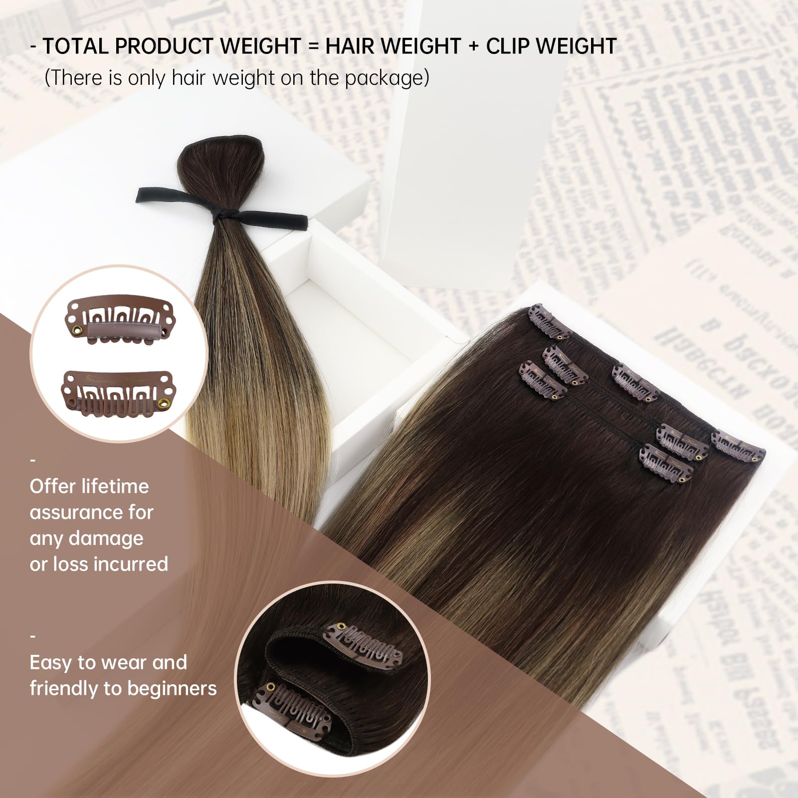 Foto 3 pulgar | Extensiones Con Forma De Pinza, Cabello Humano Sunny Hair Straight Remy - Venta Internacional.