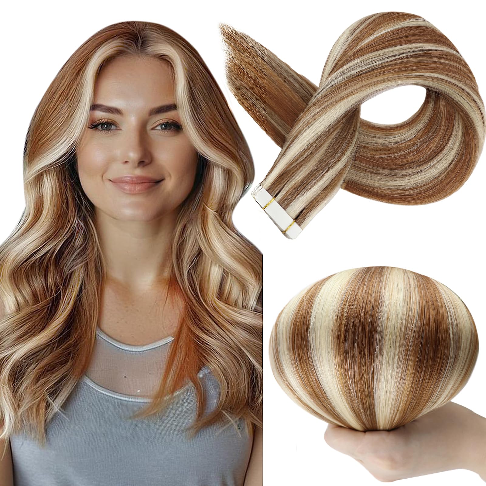 Foto 2 pulgar | Extensiones De Pelo Con Cinta Adhesiva Full Shine Highlight Blonde 14 Cm - Venta Internacional.
