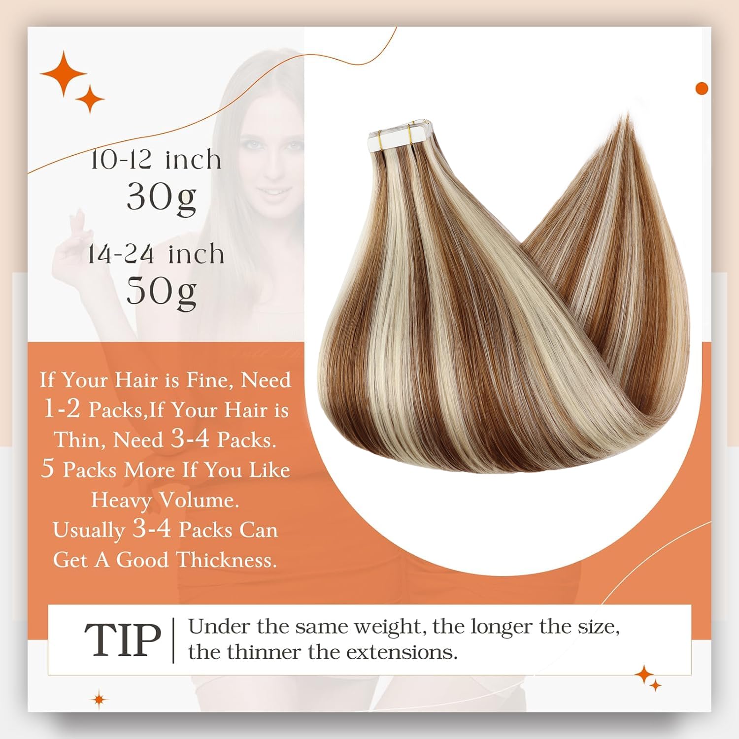 Foto 4 pulgar | Extensiones De Pelo Con Cinta Adhesiva Full Shine Highlight Blonde 14 Cm - Venta Internacional.