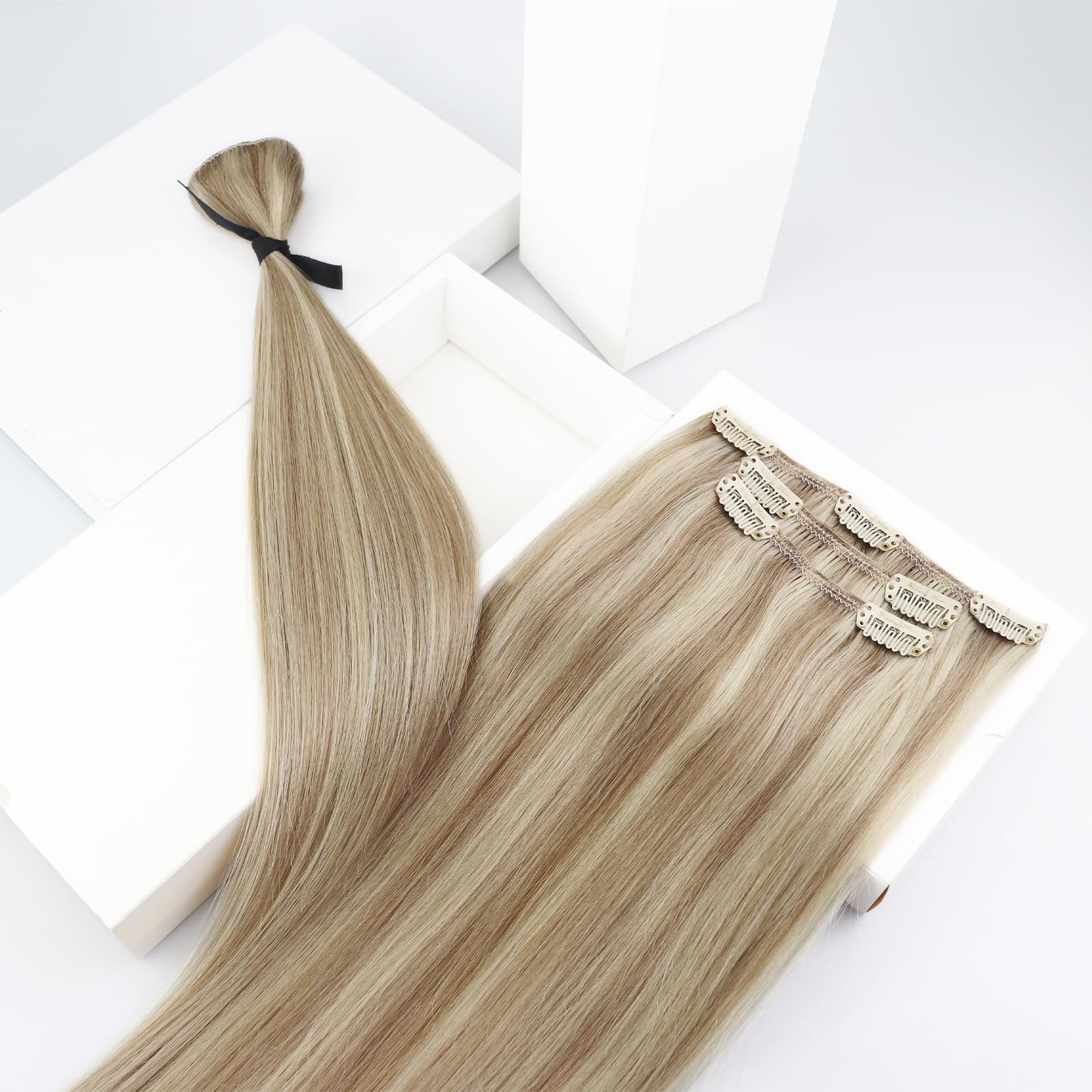 Foto 8 pulgar | Extensiones De Cabello Liso Con Clip, Cabello Humano Liso, 40 Cm - Venta Internacional.