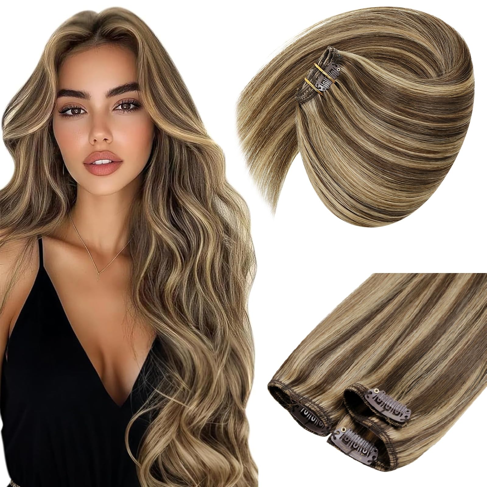 Foto 2 pulgar | Extensiones Con Forma De Pinza, Cabello Humano Liso, Brillante, 30 Cm - Venta Internacional.