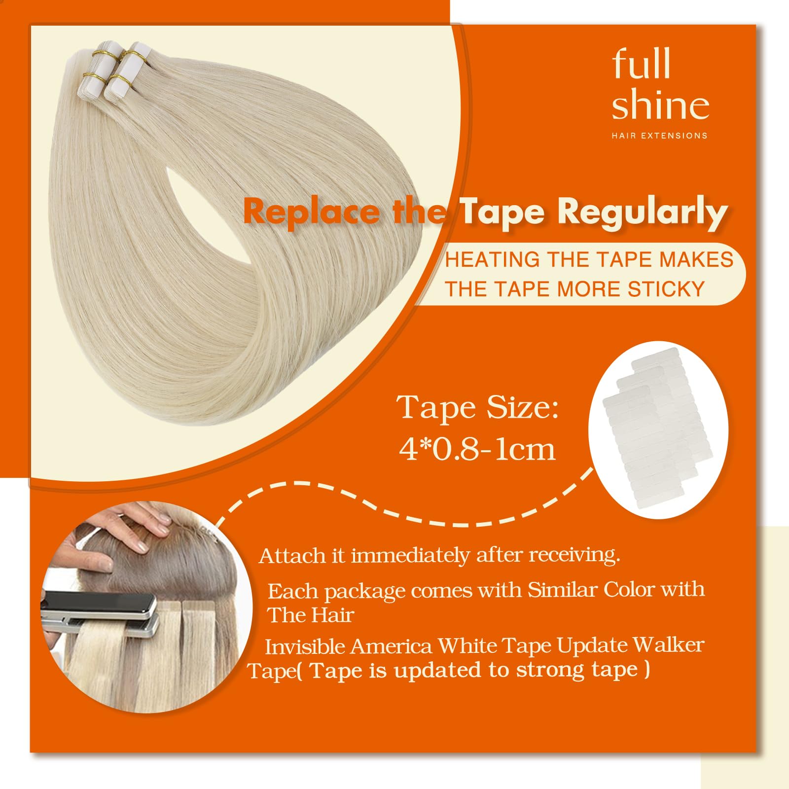 Foto 4 pulgar | Extensiones De Cabello Humano Brasileño Con Cinta Adhesiva, Brillo Completo, 60 X 14 Cm - Venta Internacional.