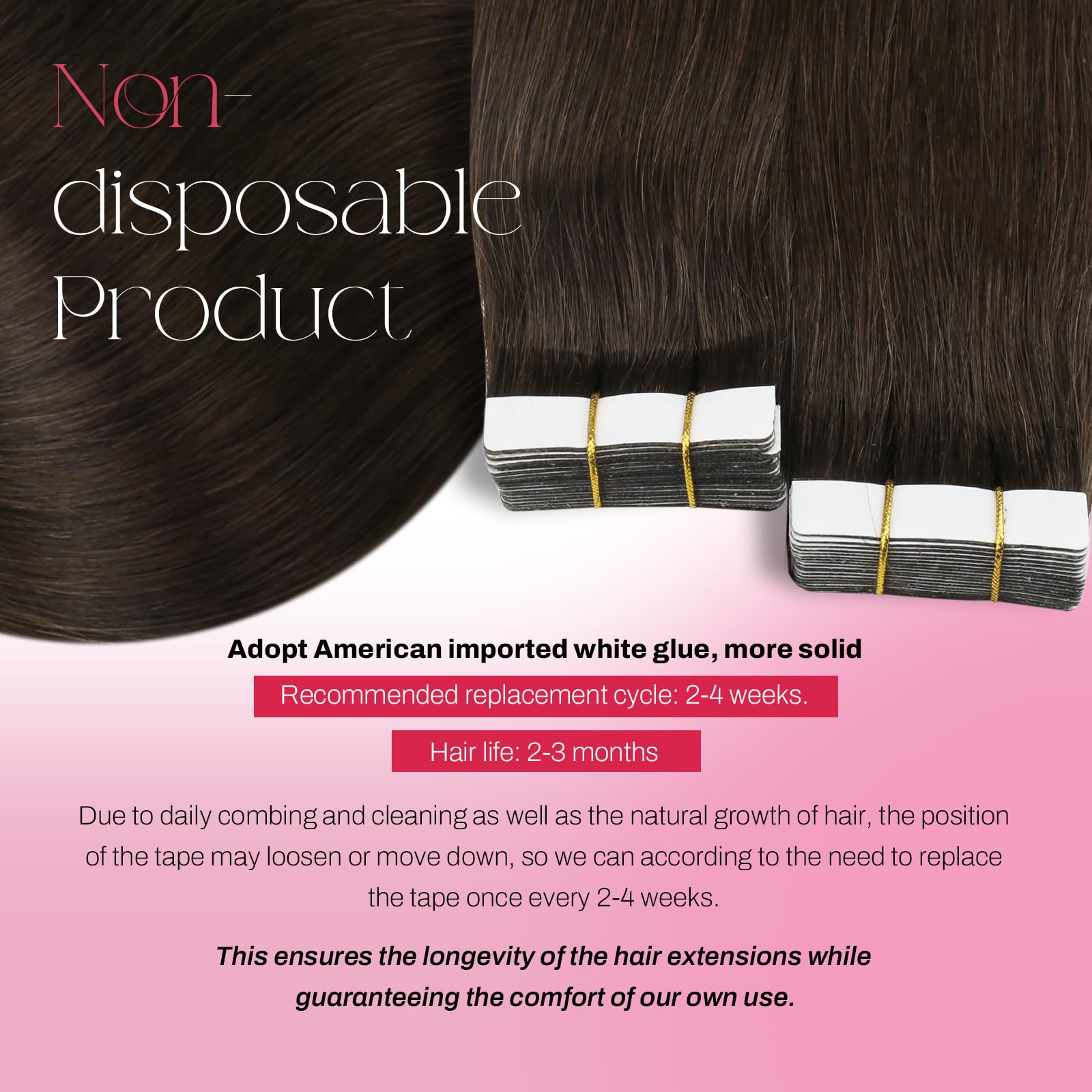 Foto 4 pulgar | Extensiones De Cabello Moresoo Con Cinta Adhesiva De Pelo Real, 35 Cm, 20 Unidades, Color Marrón Oscuro - Venta I