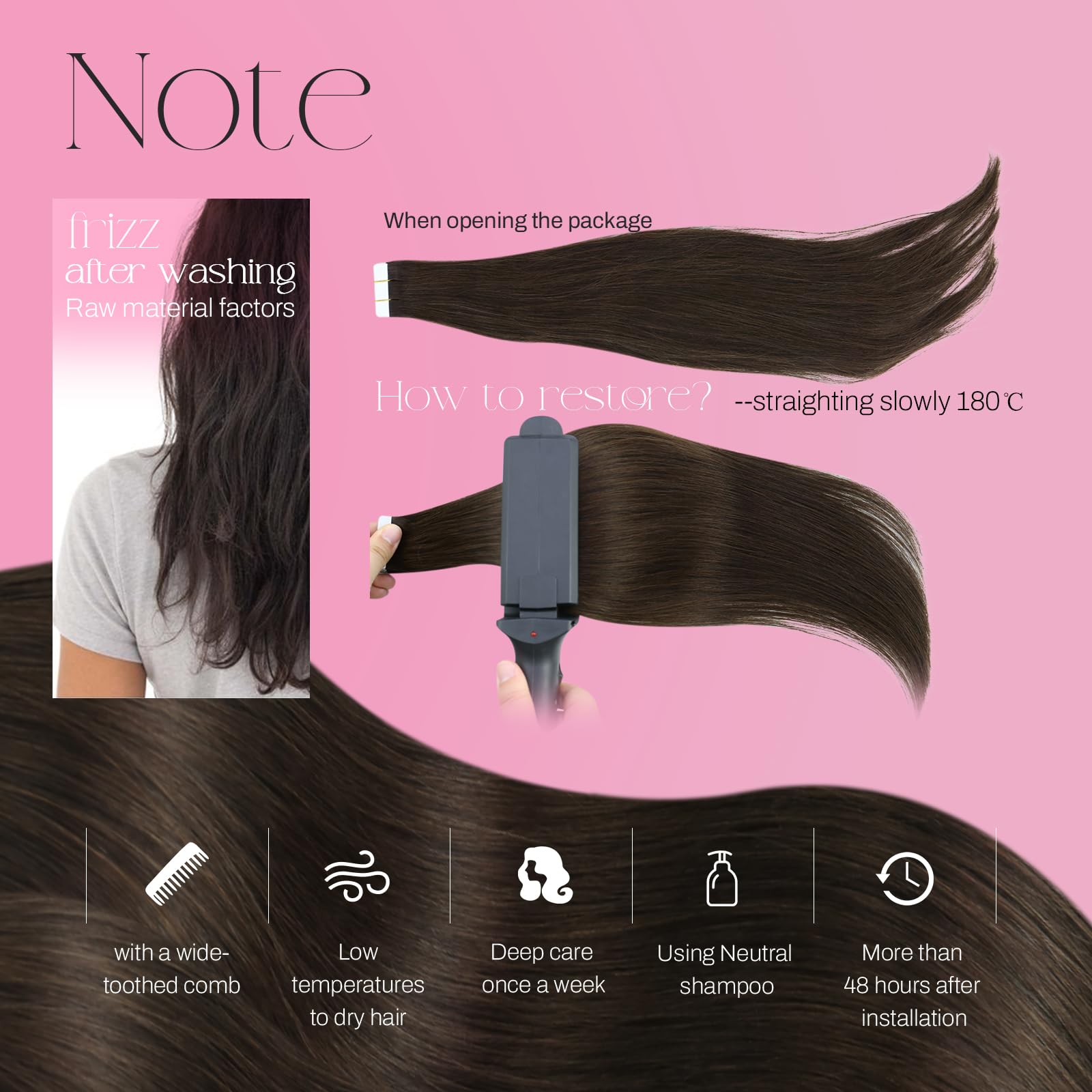 Foto 6 pulgar | Extensiones De Cabello Moresoo Con Cinta Adhesiva De Pelo Real, 35 Cm, 20 Unidades, Color Marrón Oscuro - Venta I
