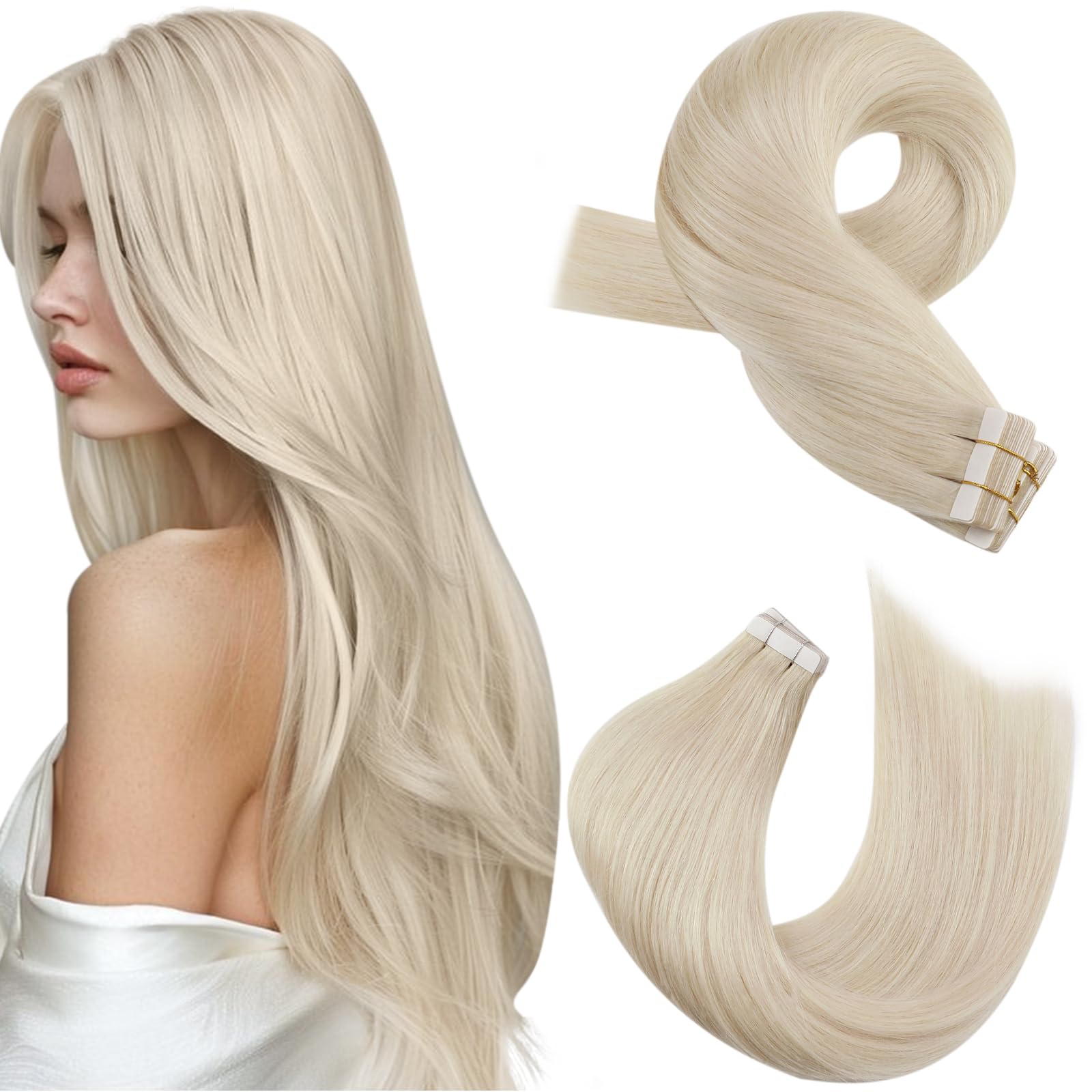 Foto 2 pulgar | Extensiones De Cabello Con Cinta Adhesiva Moresoo Blonde, 14 Pulgadas, 100% Cabello Humano - Venta Internacional.